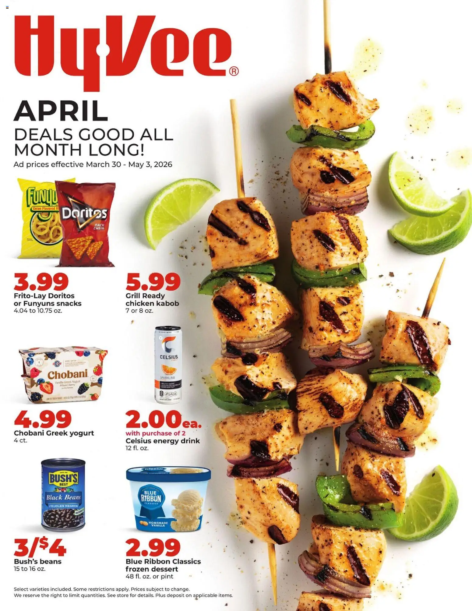 HyVee Monthly - valid from 30.03.2026 | Page: 1 | Products: Yogurt, Onion, Grill