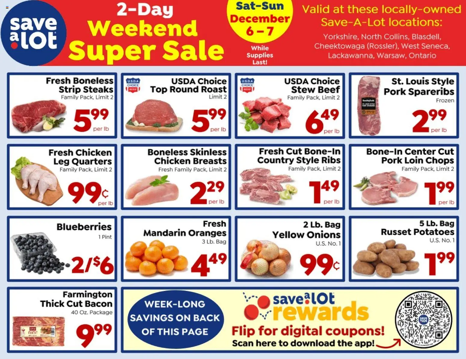 Save a Lot Special Promotion - valid from 06.12.2025 | Page: 1 | Products: Pork, Beef, Blueberries, Bag