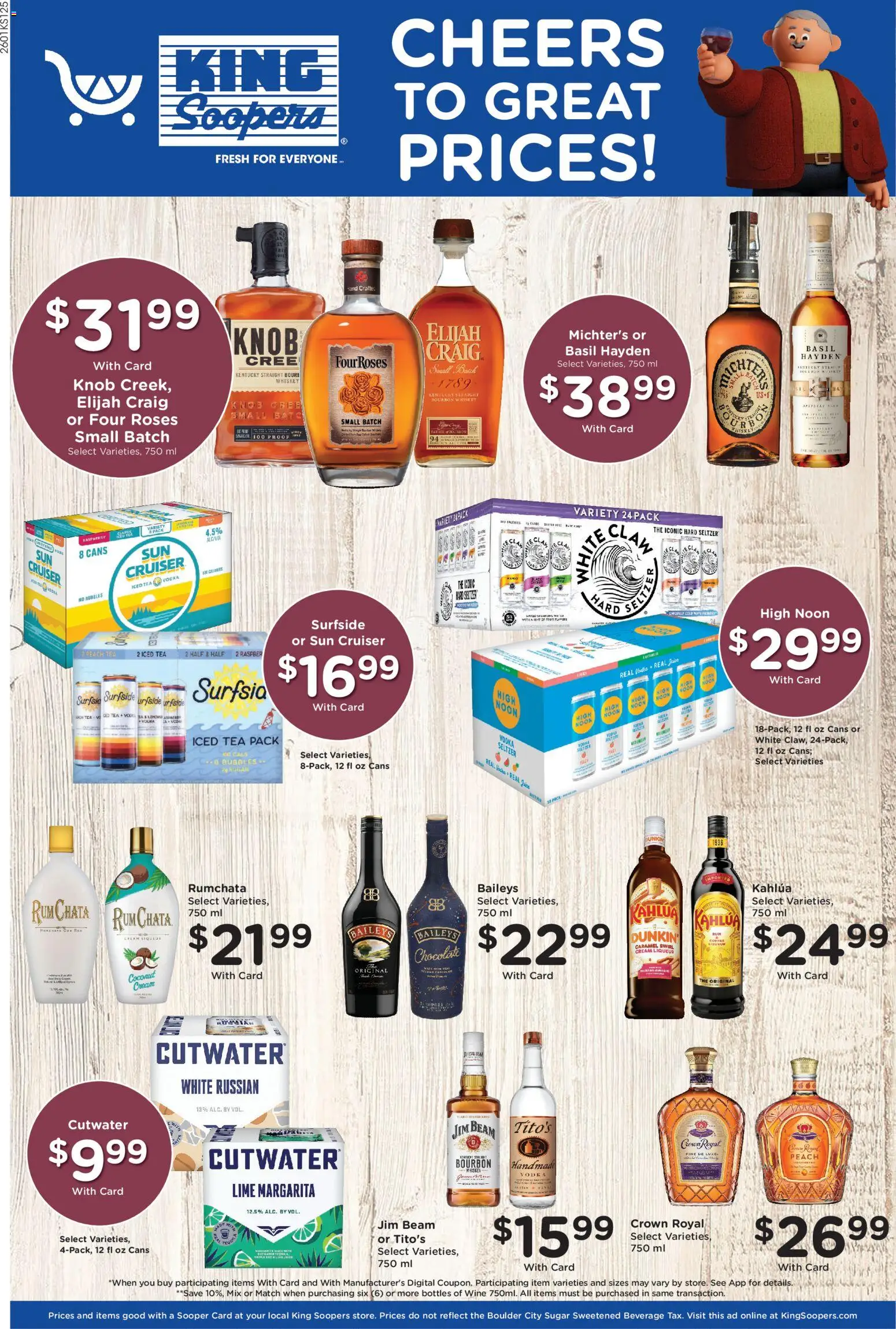 King Soopers Adult Beverage - valid from 04.02.2026 | Page: 1 | Products: Juice, Bourbon, Vodka, Sugar