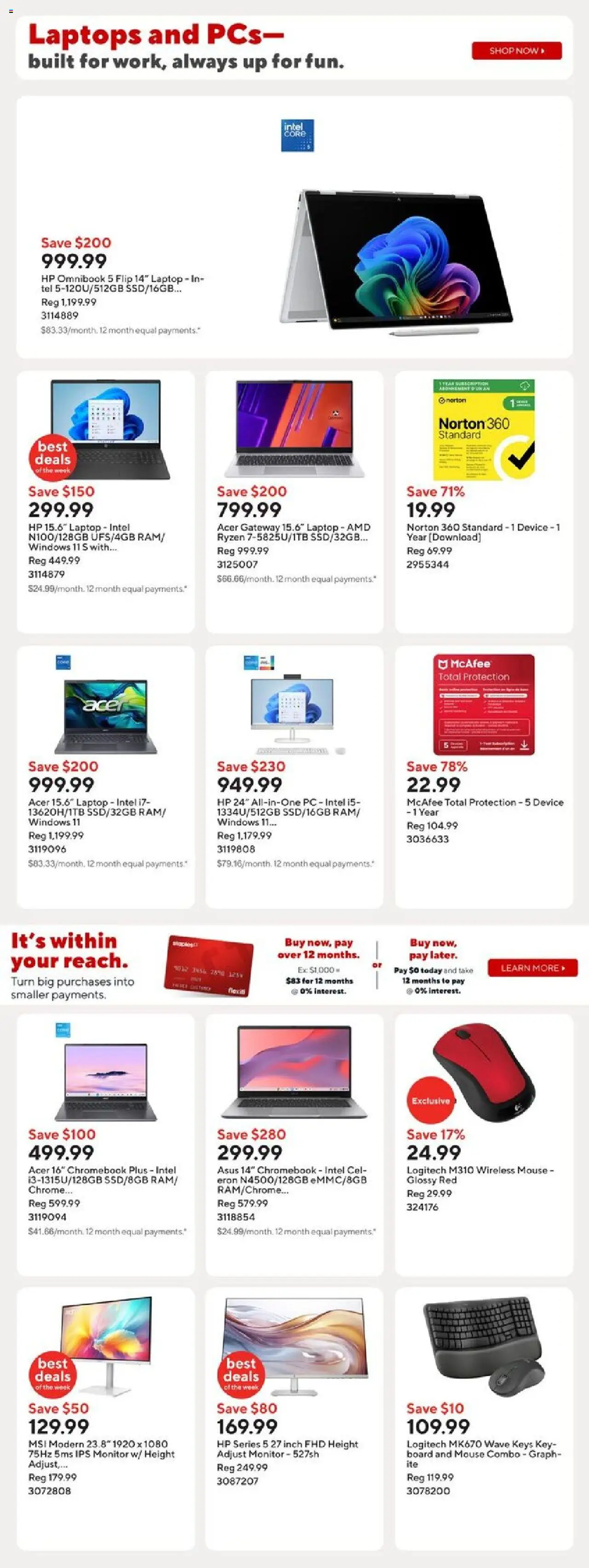 Staples flyer valid from 26.09.2025 | Page: 5 | Products: Monitor, PC, Mouse