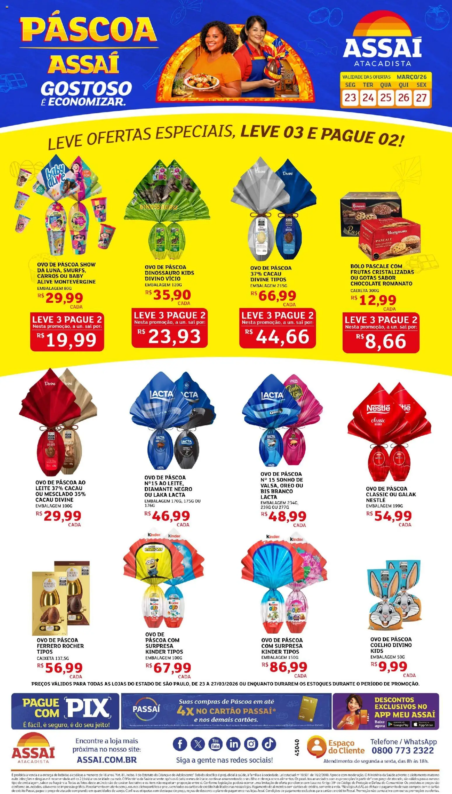 Assaí Atacadista Folheto - válido de 23.03.2026 | Página: 1 | Produtos: Ovo de páscoa, Leite, Pneus, Frutas cristalizadas