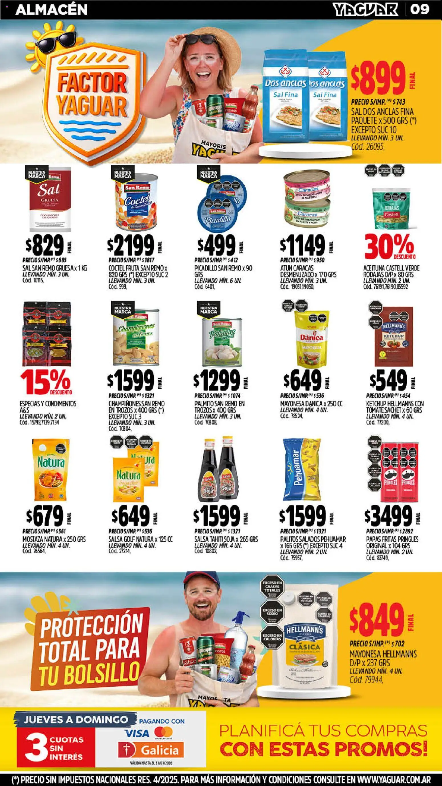 Yaguar - Oferta Semanal Neuquen │ válido desde el 19.01.2026 | Página: 9 | Productos: Mayonesa, Ketchup, Sal, Papas fritas
