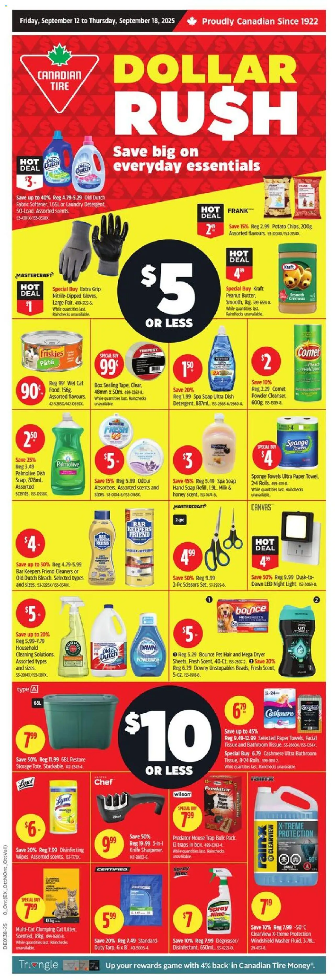 Canadian Tire flyer valid from 12.09.2025 | Page: 1 | Products: Powder, Sponge, Box, Milk