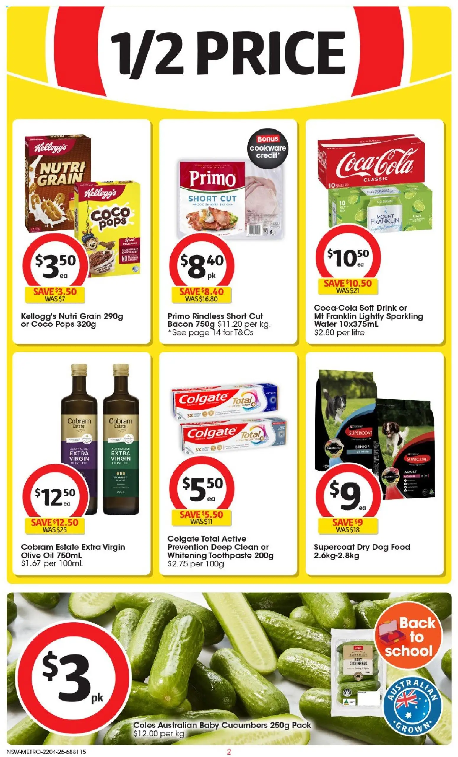 Coles catalogue - valid from 22.04.2026 | Page: 2 | Products: Toothpaste, Dog food, Water, Lime