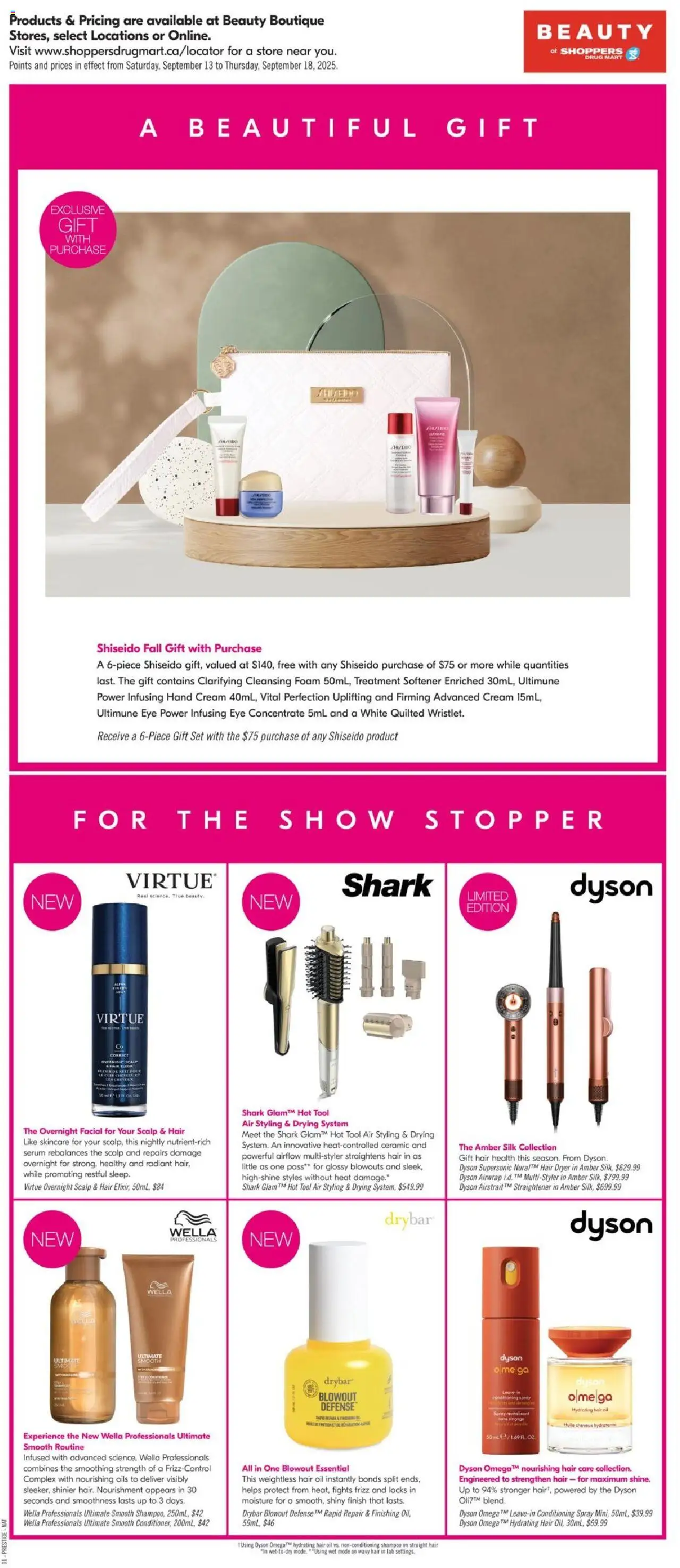 Shoppers flyer valid from 13.09.2025 | Page: 10 | Products: Hair dryer, Shampoo, Hair oil, Hand cream
