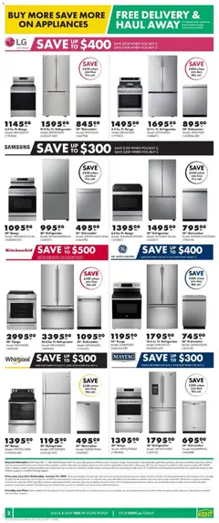 Preview of Kent weekly flyer / circulaire from shop Kent valid from 25.12.2025 | Page: 2 | Products: Refrigerator, Dishwasher
