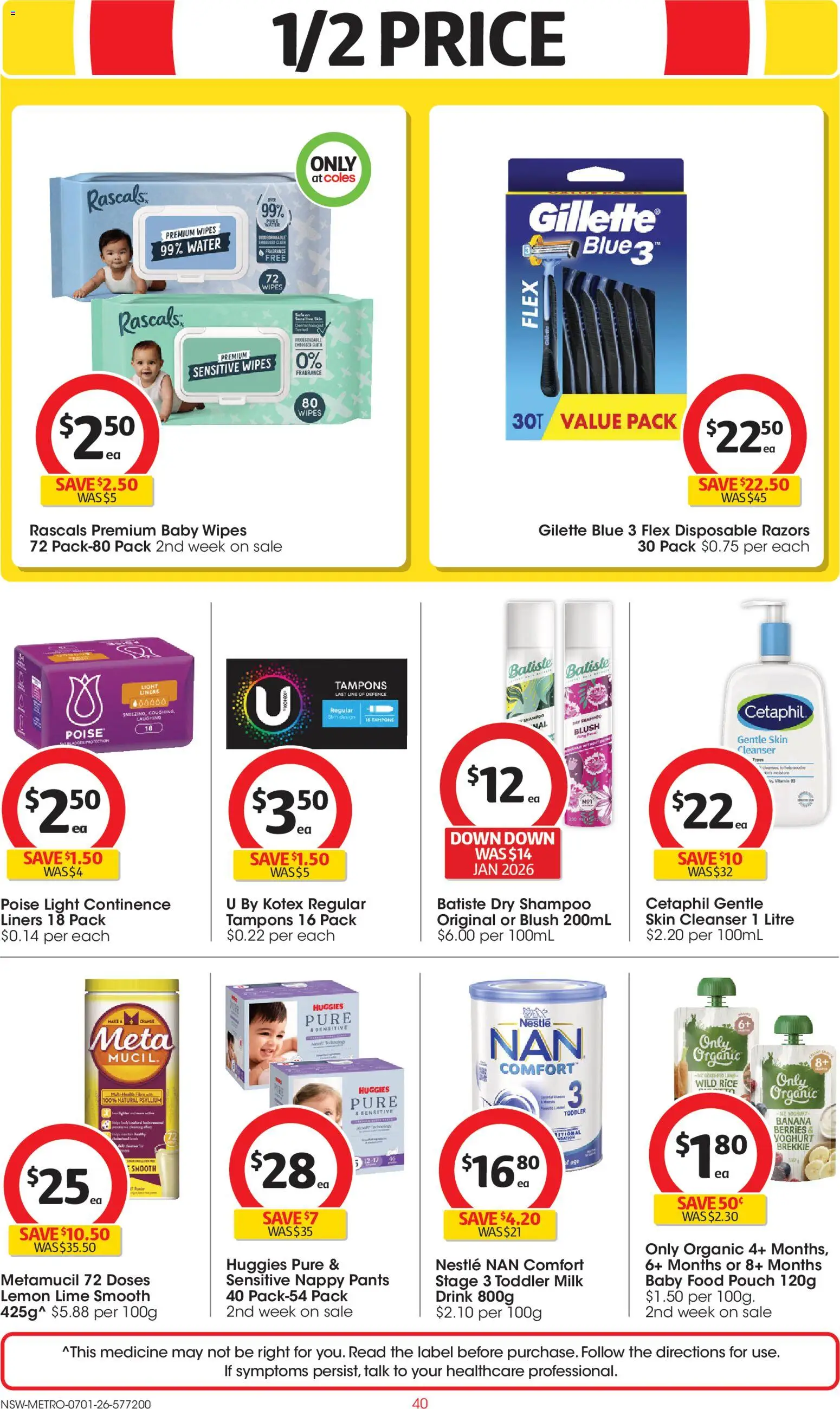 Coles catalogue - valid from 07.01.2026 | Page: 40 | Products: Light, Milk, Water, Pants