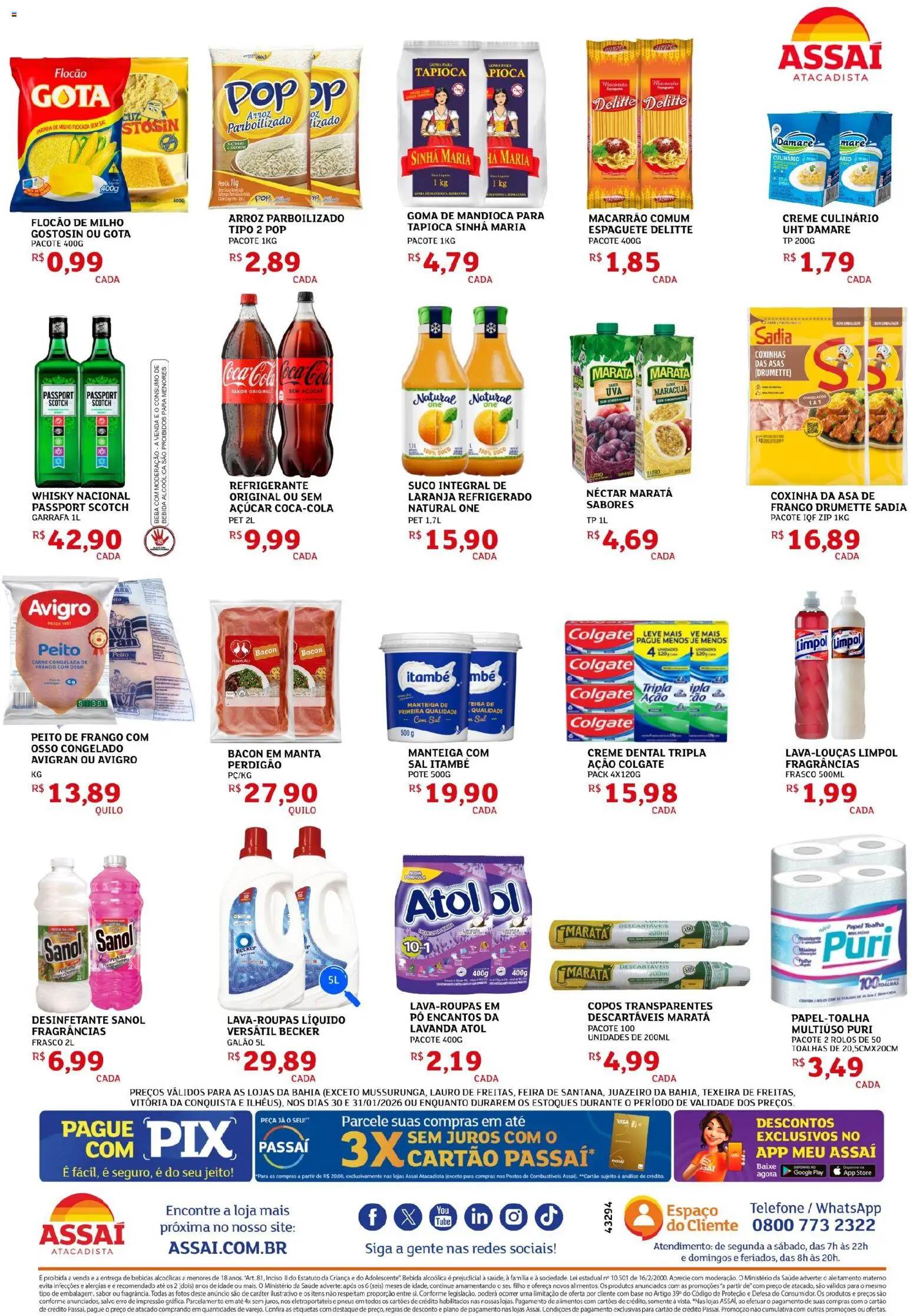 Assaí Atacadista Folheto - válido de 30.01.2026 | Página: 2 | Produtos: Mandioca, Tapioca, Manteiga, Frango