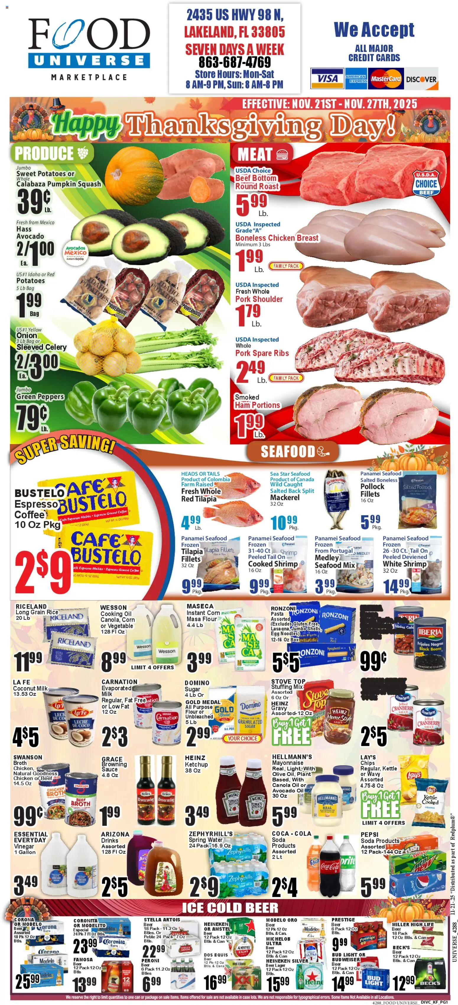 Food Universe Weekly Ad - valid from 21.11.2025 | Page: 1 | Products: Milk, Potatoes, Bag, Stove