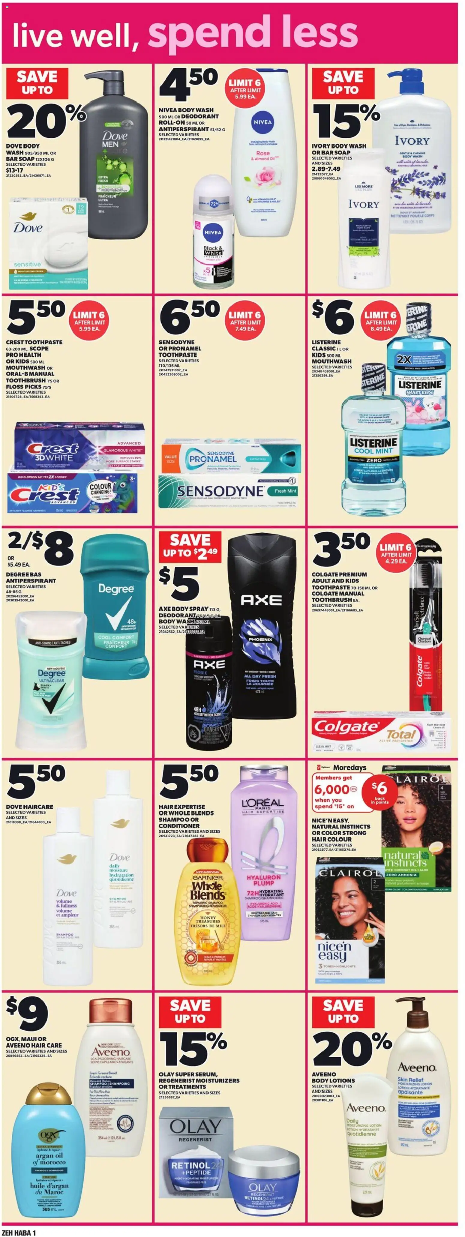 Zehrs flyer valid from 29.01.2026 | Page: 15 | Products: Conditioner, Deodorant, Toothpaste, Oil