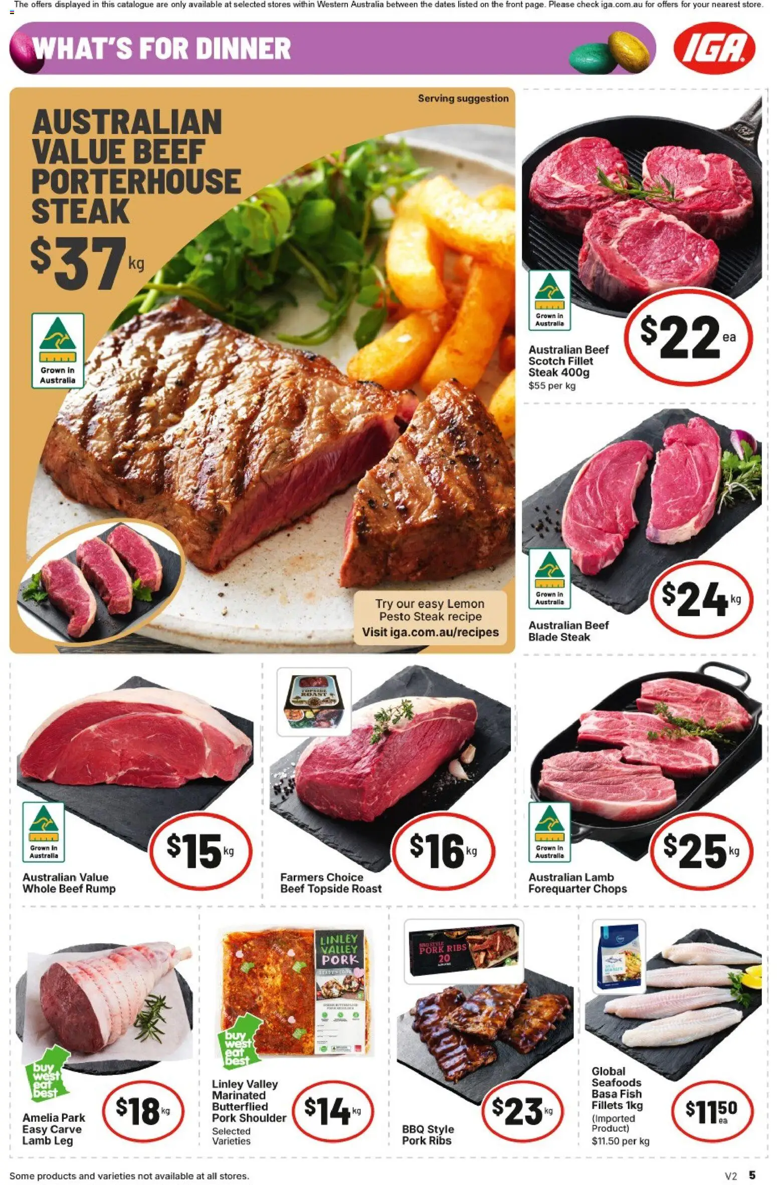 IGA catalogue - valid from 18.03.2026 | Page: 5 | Products: Pork, Fish, Beef, Lemon
