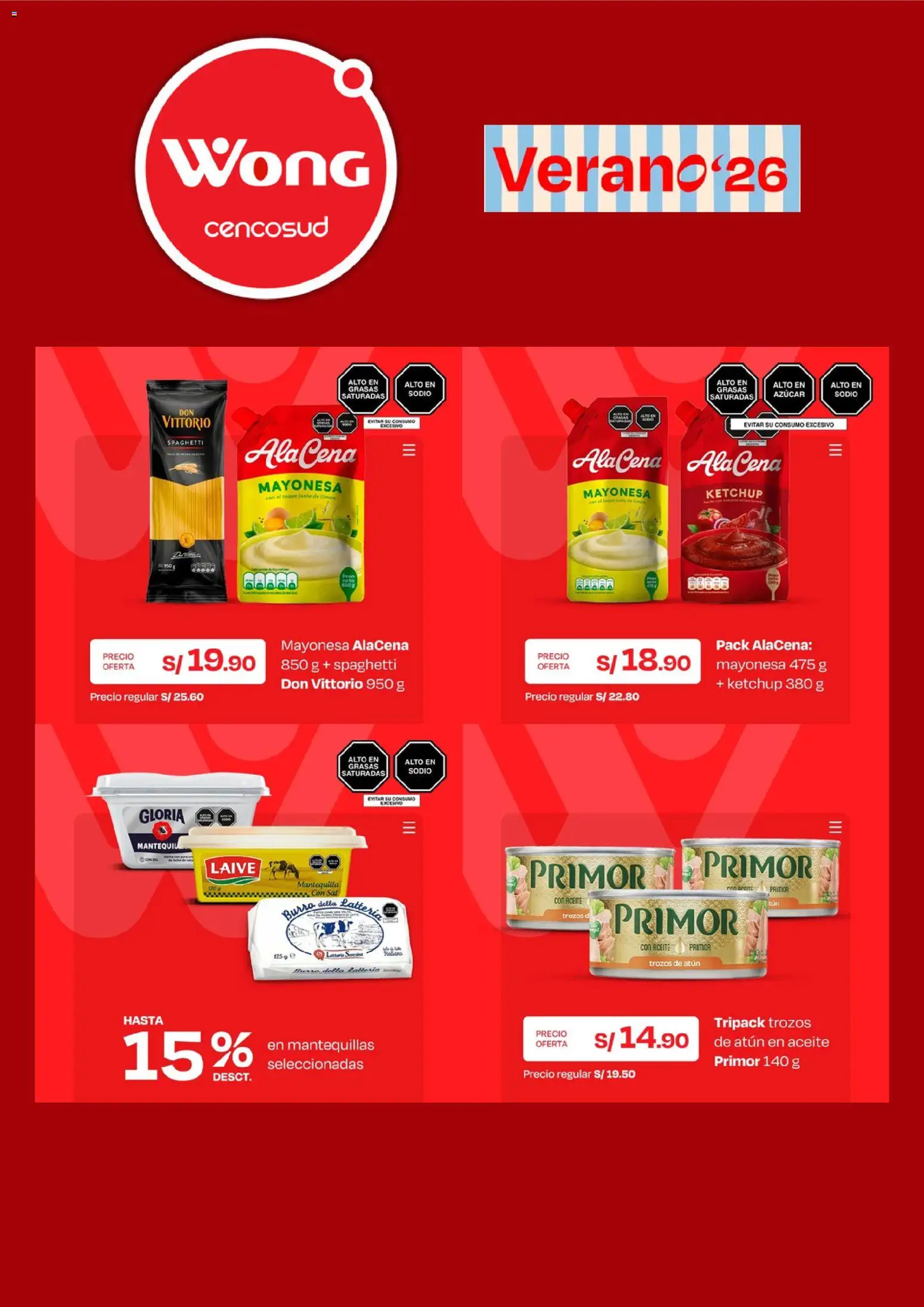 Catálogo Wong válido desde 13.04.2026 | Página: 2 | Productos: Mantequilla, Aceite