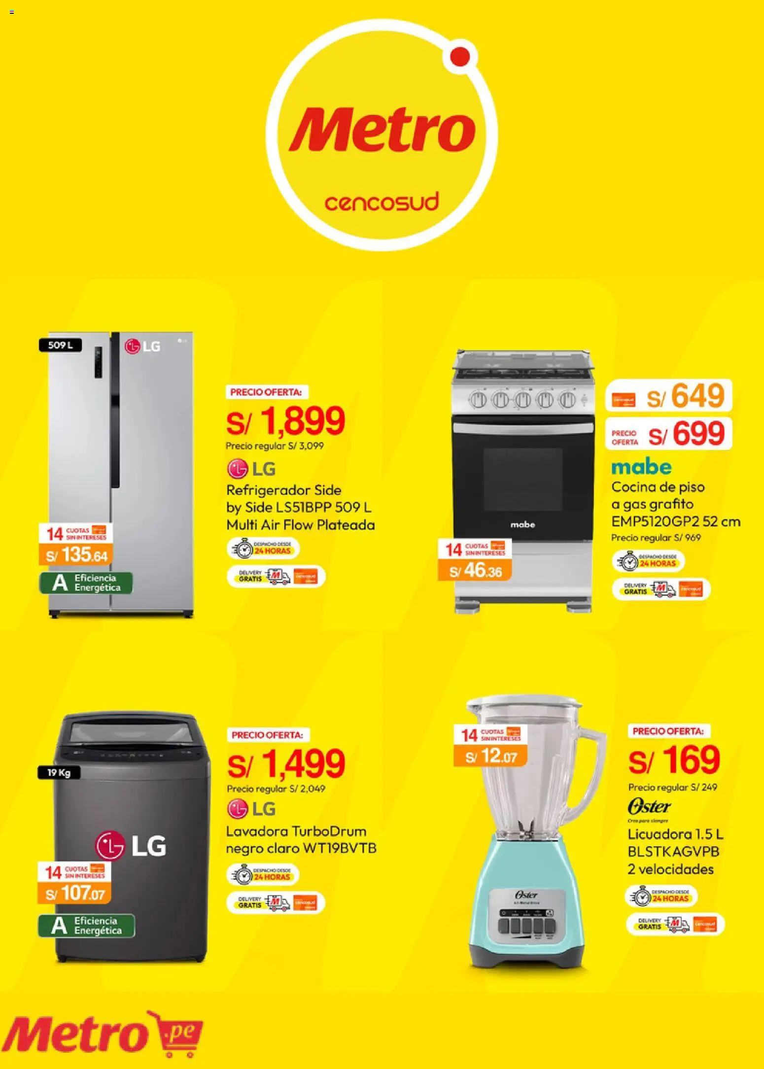 Catálogo Metro válido desde 30.03.2026 | Página: 5 | Productos: Refrigerador, Lavadora, Cocina, Licuadora