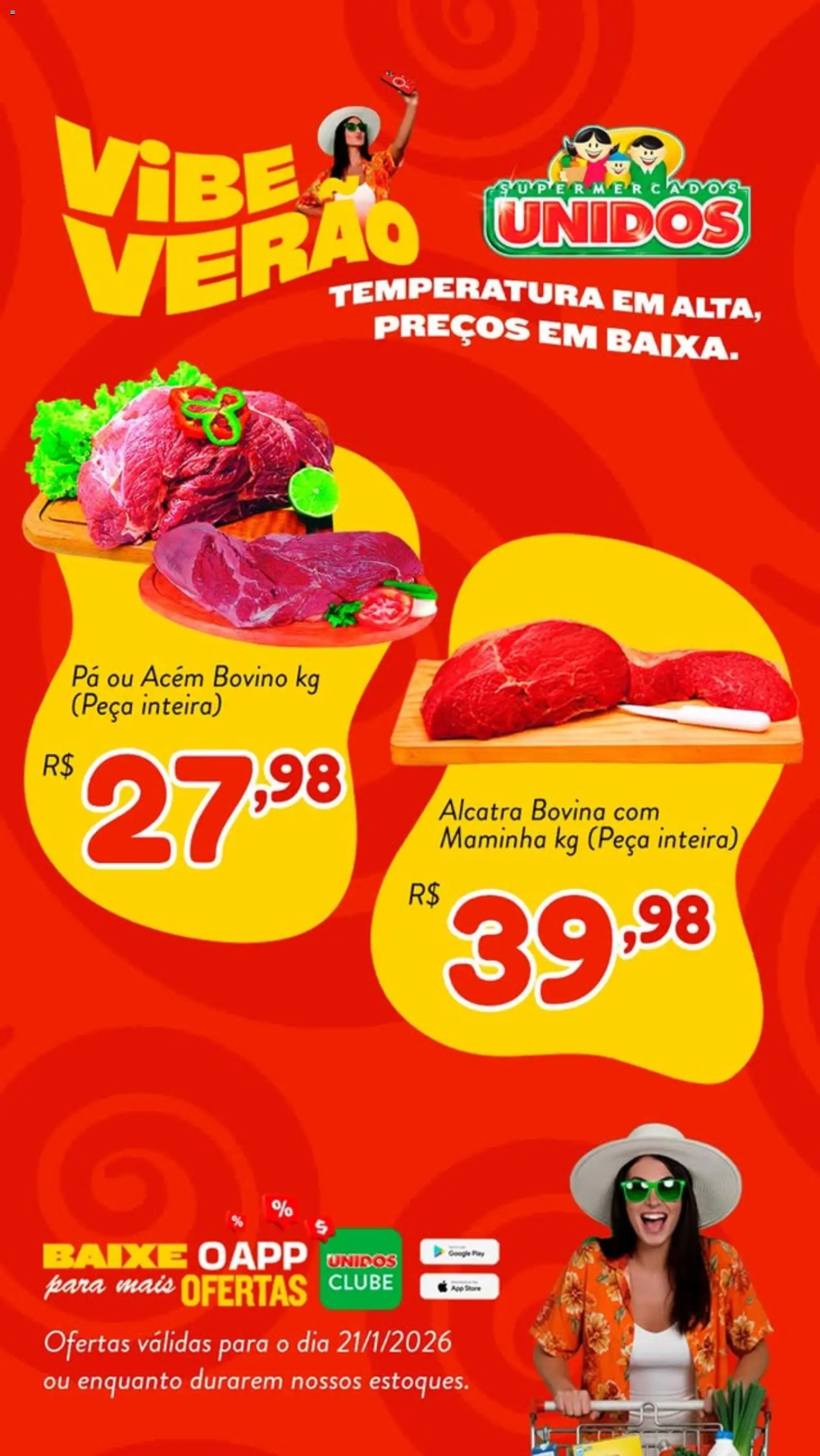 Supermercados Unidos Folheto - válido de 21.01.2026 | Página: 1 | Produtos: Acém, Alcatra, Maminha, Pá