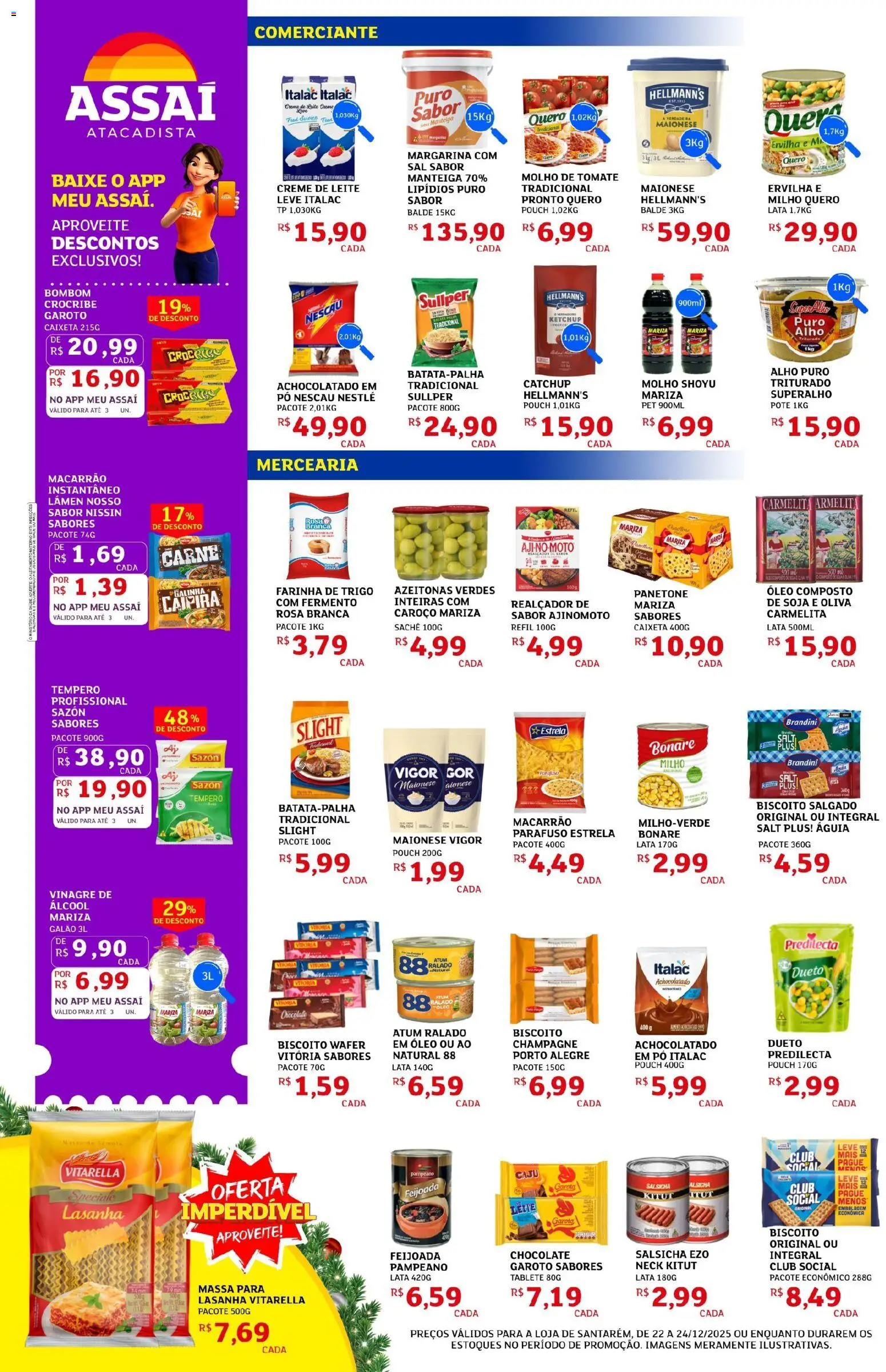 Assaí Atacadista Folheto - válido de 22.12.2025 | Página: 2 | Produtos: Alho, Leite, Macarrão instantâneo, Margarina