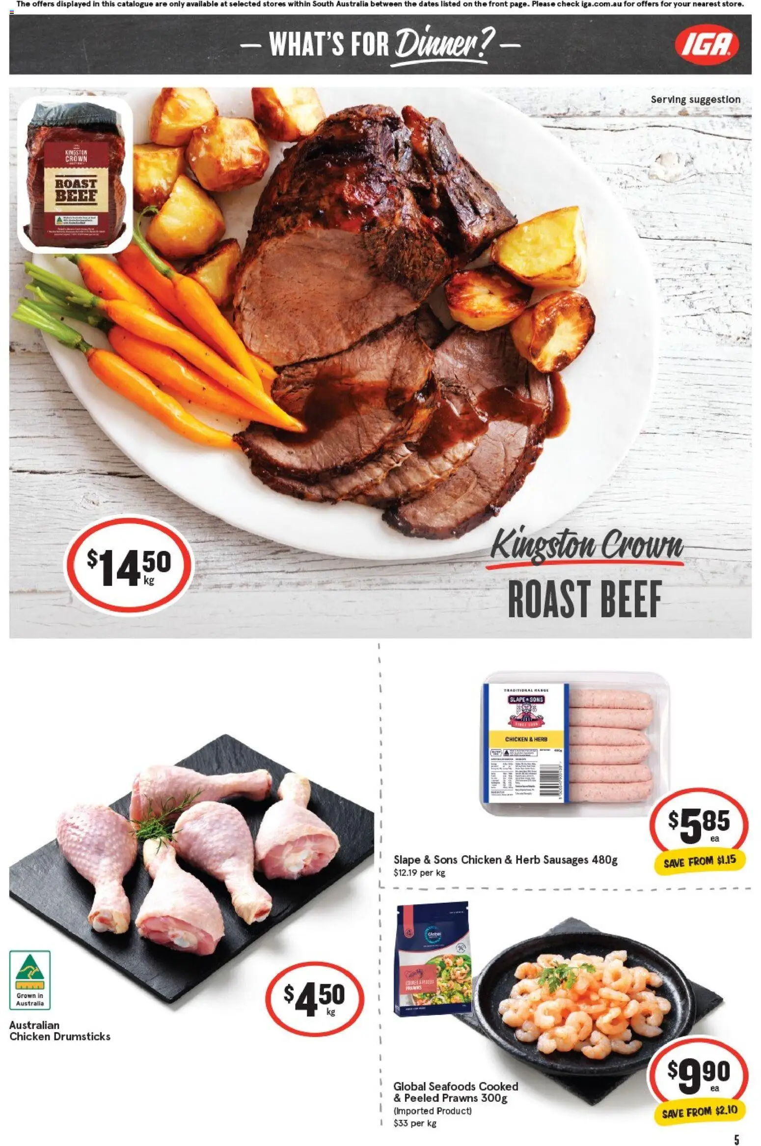 IGA catalogue - valid from 29.10.2025 | Page: 5 | Products: Herb, Chicken, Beef, Prawns