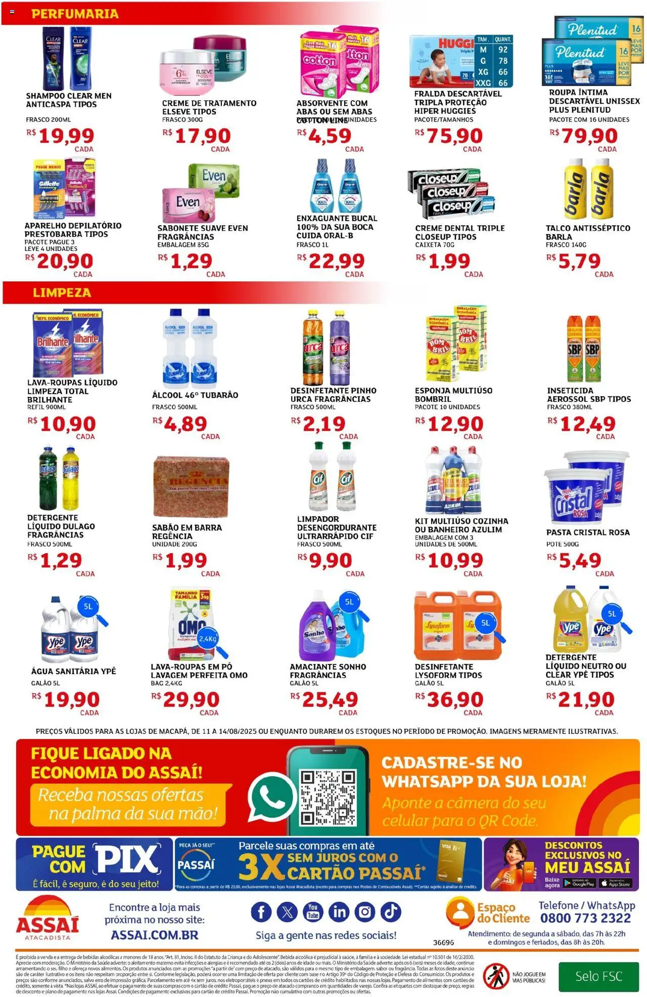 Assaí Atacadista Folheto - válido de 11.08.2025 | Página: 4 | Produtos: Pó, Sabão, Base, Desinfetante