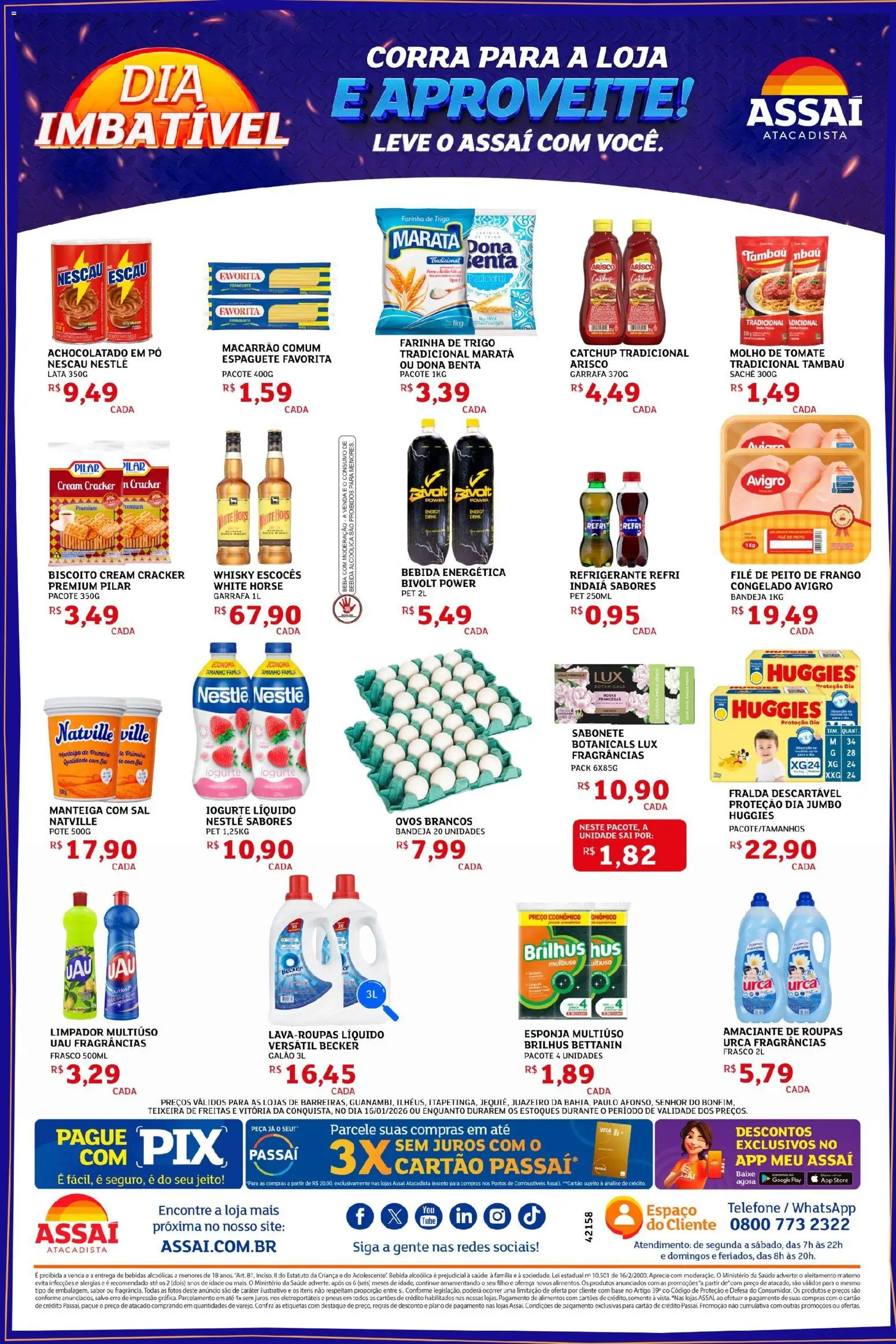 Assaí Atacadista Folheto - válido de 16.01.2026 | Página: 2 | Produtos: Espaguete, Macarrão, Telefone, Cream cracker