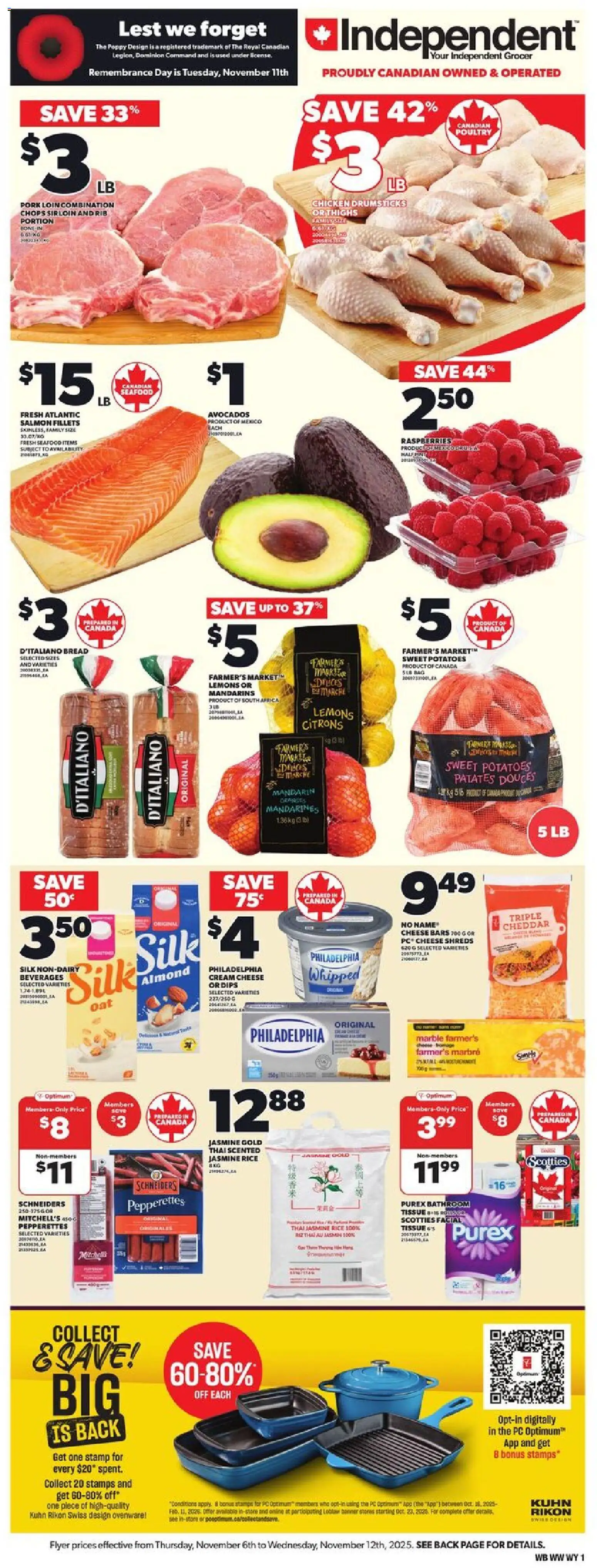Independent Grocer flyer valid from 06.11.2025 | Page: 3 | Products: Rice, PC, Potatoes, Cheese