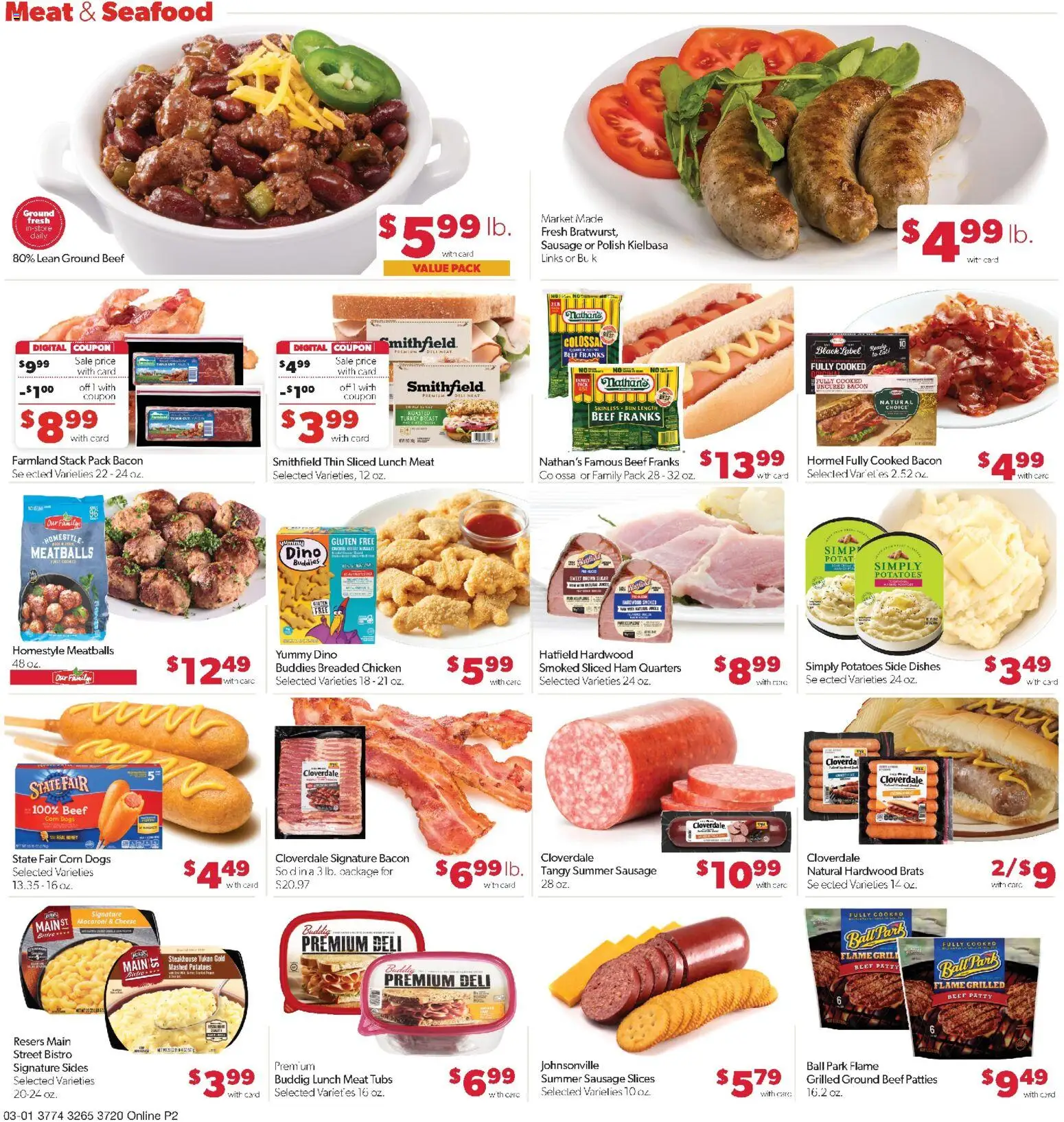 Family Fare Weekly Ad - valid from 01.03.2026 | Page: 7 | Products: Ham, Potatoes, Seafood, Sausage