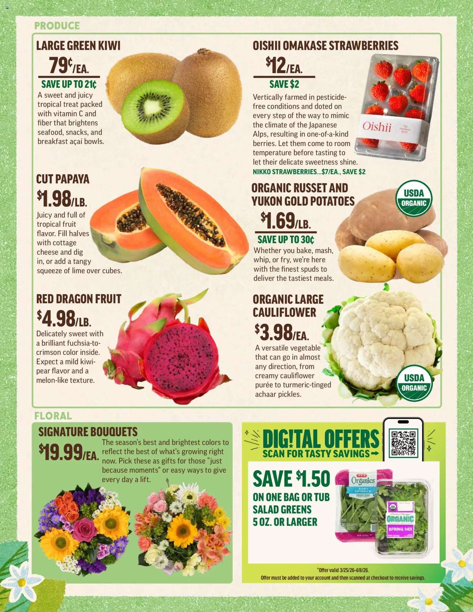 Central Market Weekly Ad - valid from 25.03.2026 | Page: 2 | Products: Strawberries, Potatoes, Greens, Cauliflower