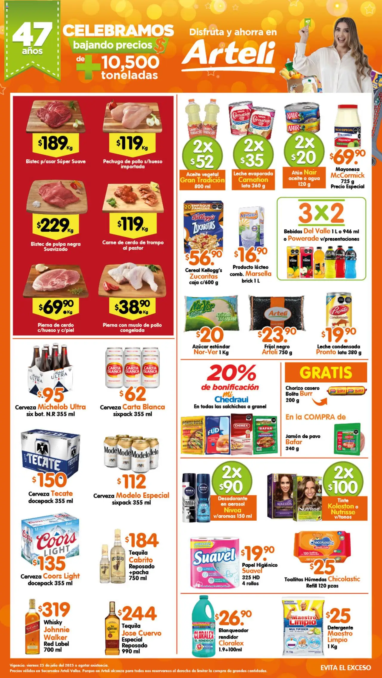Nuevas ofertas de Arteli válidas en toda la República Mexicana desde el 25.07.2025. ¡Encuentra las mejores ofertas en Arteli Prensa Valles! | Página: 1 | Productos: Azúcar, Mayonesa, Atún, Tequila