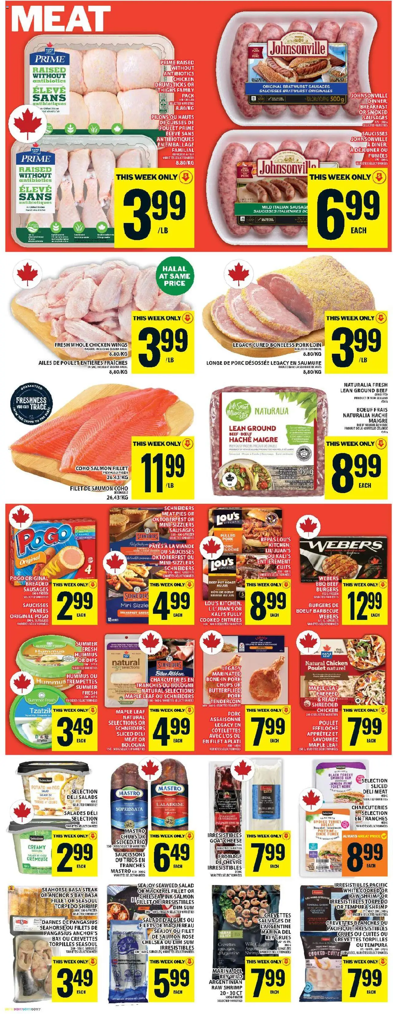 Food Basics flyer valid from 31.07.2025 | Page: 5 | Products: Chicken wings, Cheese, Salami, Pork