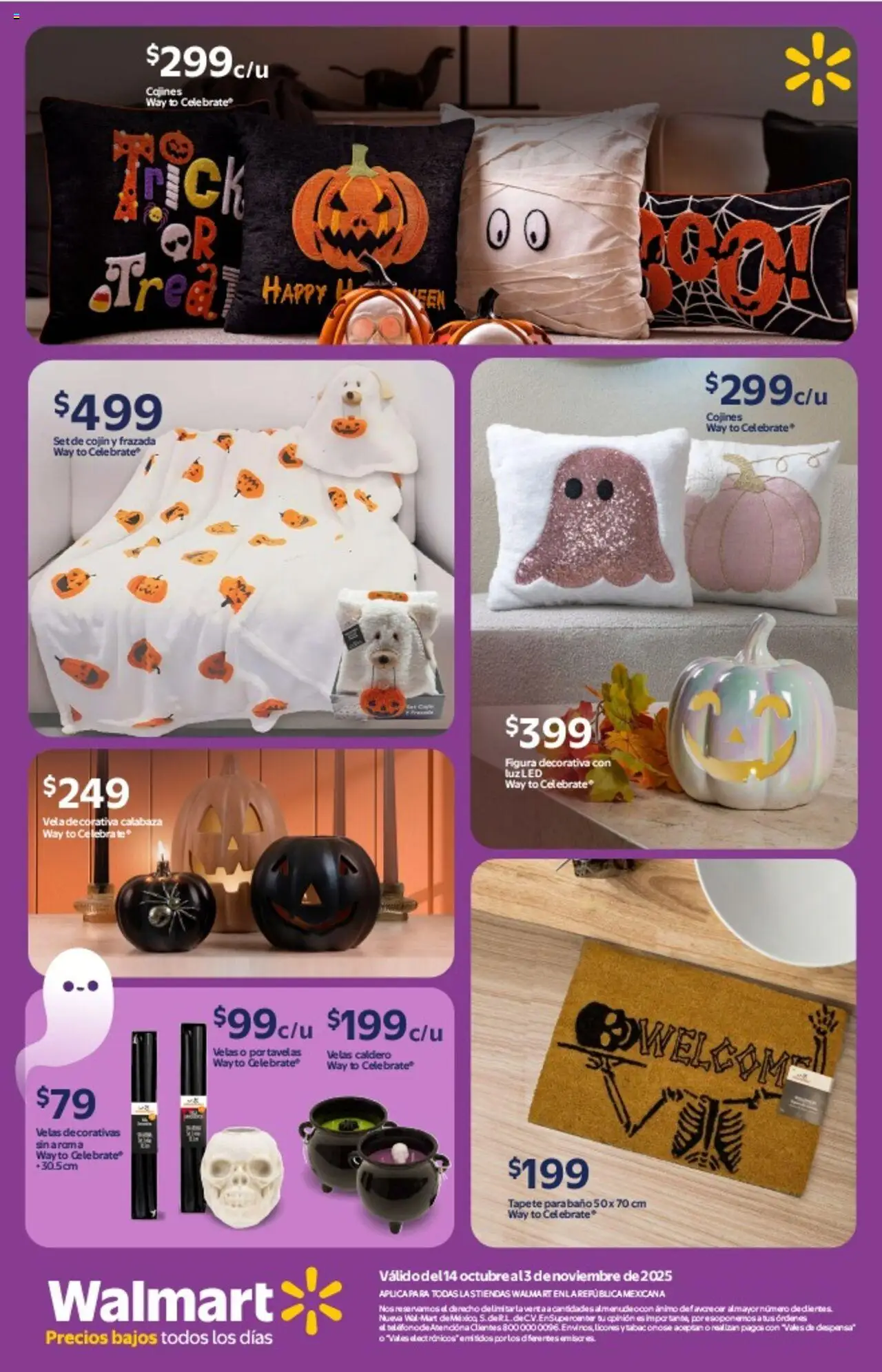 Nuevas ofertas de Walmart válidas en toda la República Mexicana desde el 14.10.2025. ¡Encuentra las mejores ofertas en Walmart - Folleto Halloween! | Página: 19 | Productos: Vela, Despensa, Baño, Tapete