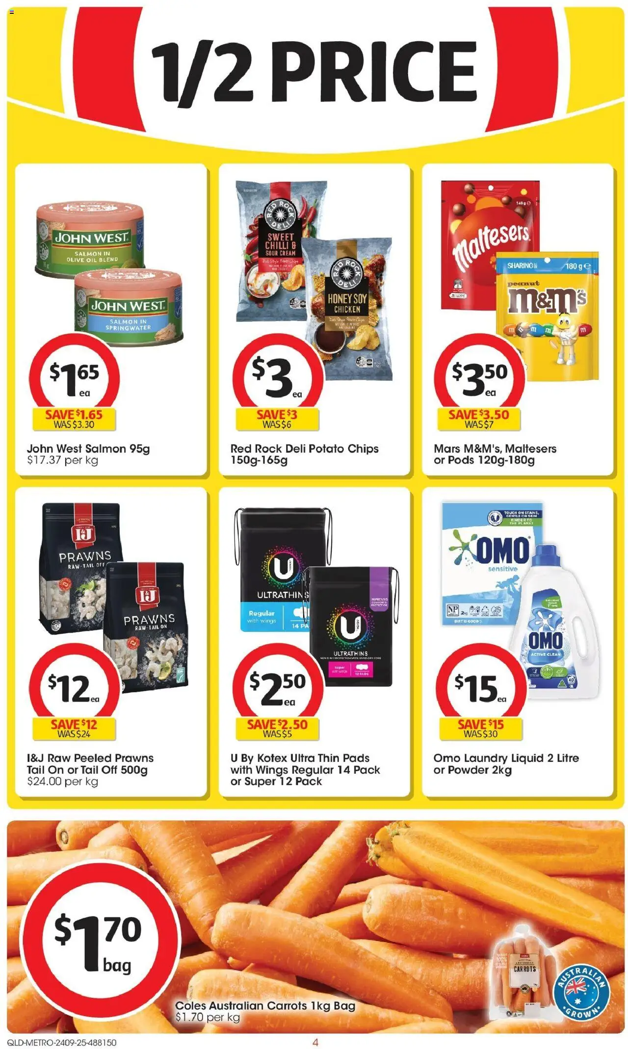 Coles catalogue - valid from 24.09.2025 | Page: 4 | Products: Chicken, Carrots, Prawns, Chilli
