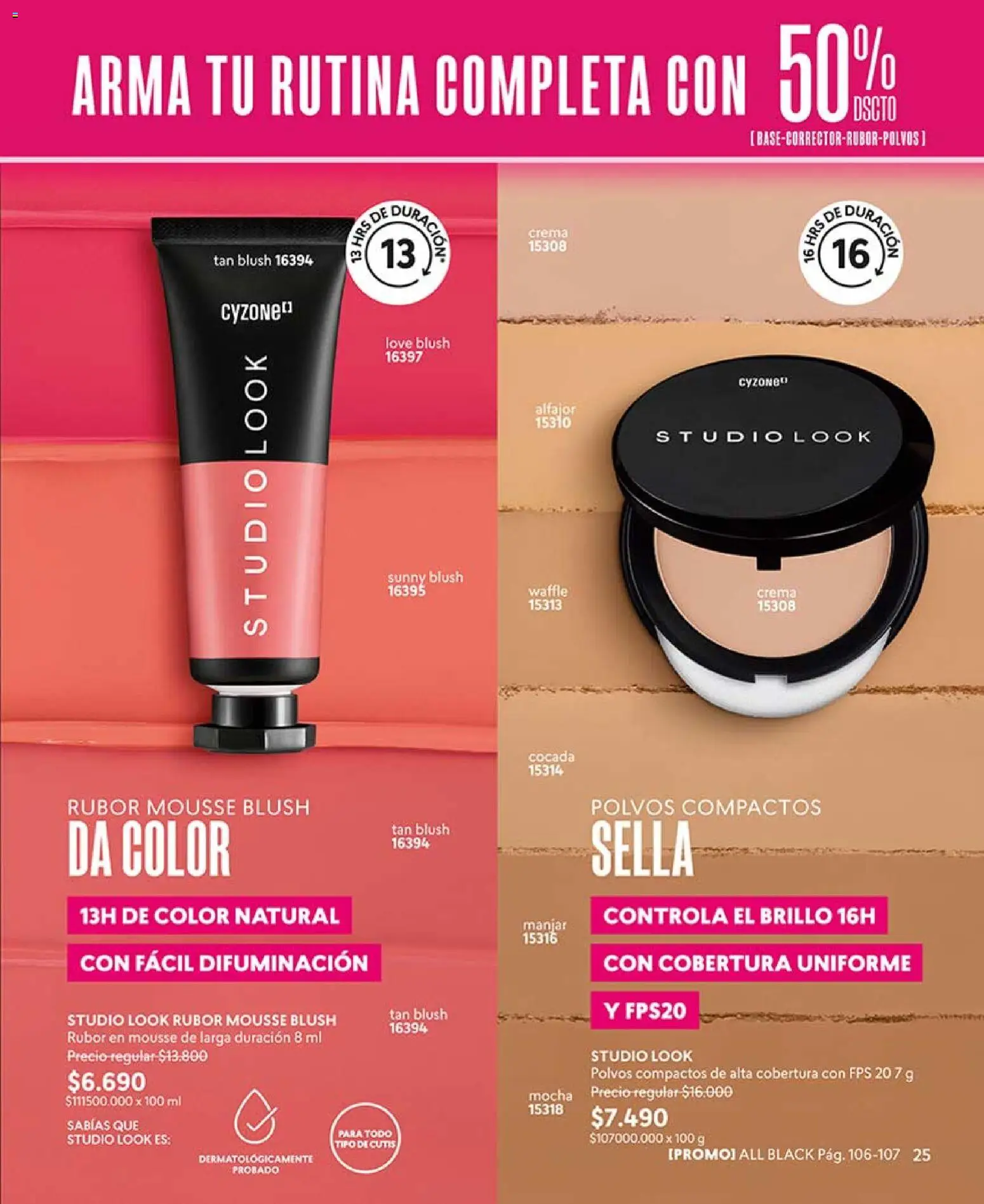 Catálogo CyZone Campaña 6 │ válido desde el 01.04.2026 | Página: 25 | Productos: Brillo, Alfajor, Rubor, Manjar