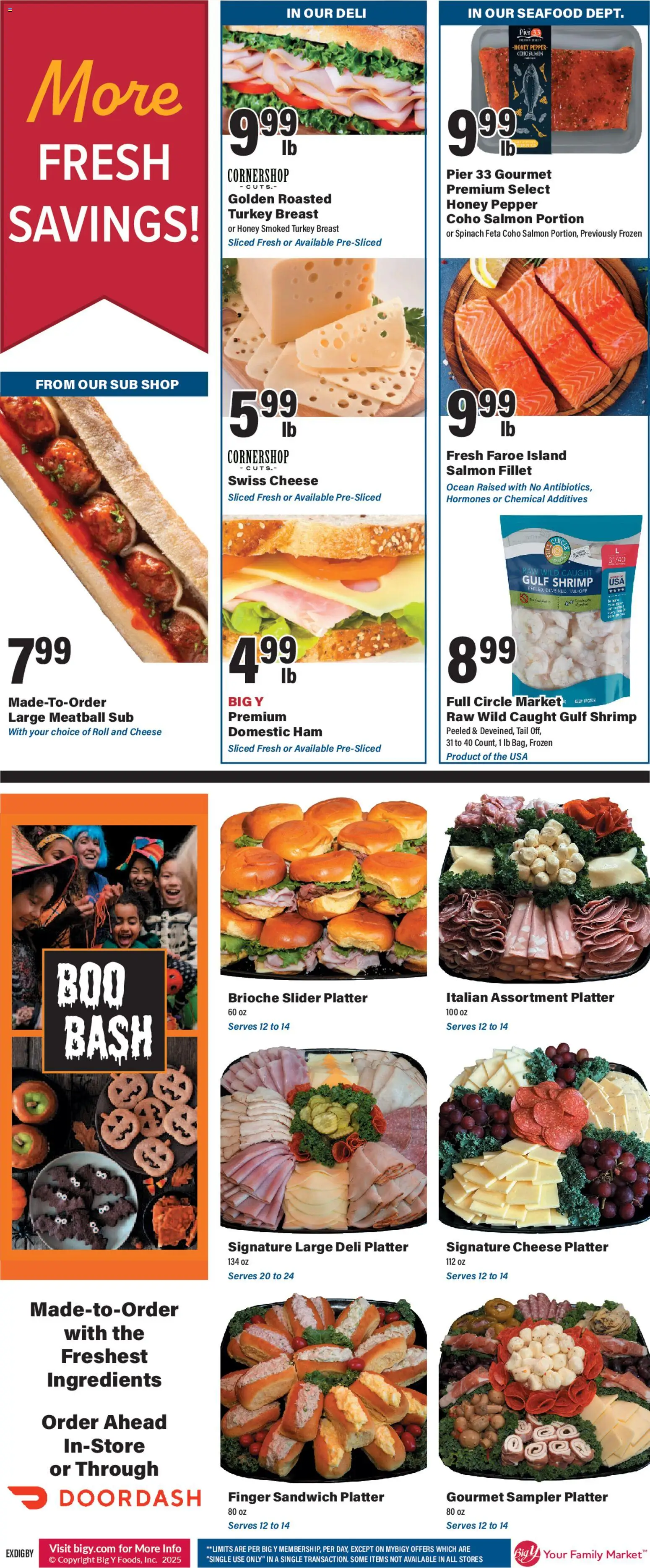 Big Y Weekly Ad - valid from 29.10.2025 | Page: 3 | Products: Spinach, Cheese, Pepper, Seafood