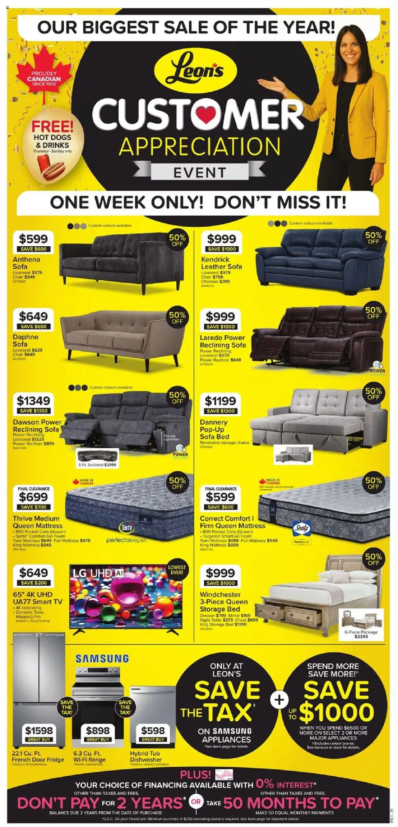 Leon's flyer valid from 04.09.2025 | Page: 3 | Products: Tv, Dishwasher, Mattress, Mirror