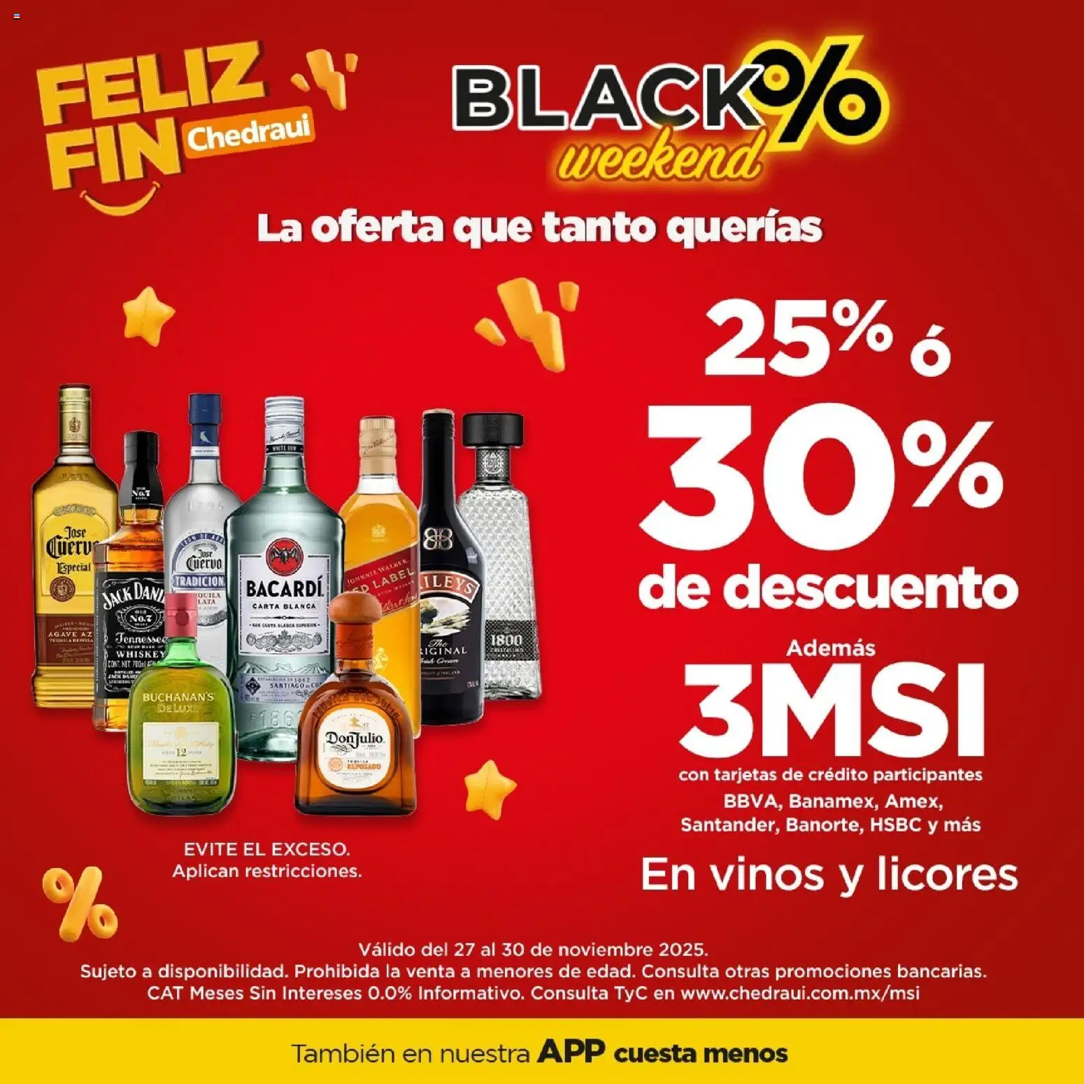 Nuevas ofertas de Chedraui válidas en toda la República Mexicana desde el 27.11.2025. ¡Encuentra las mejores ofertas en Chedraui Black Friday! | Página: 1 | Productos: Whiskey