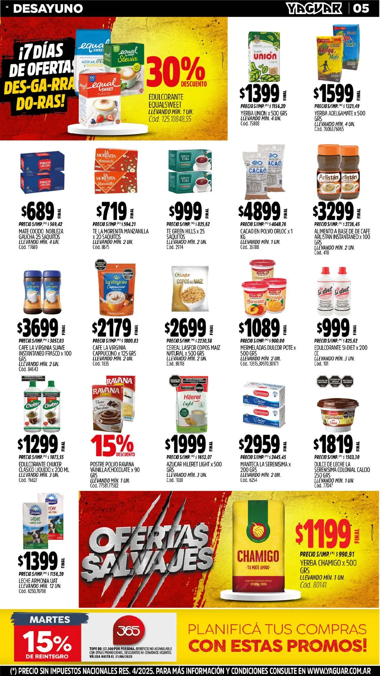 Yaguar - Mendoza │ válido desde el 04.08.2025 | Página: 5 | Productos: Mate, Azucar, Durazno, Chocolate