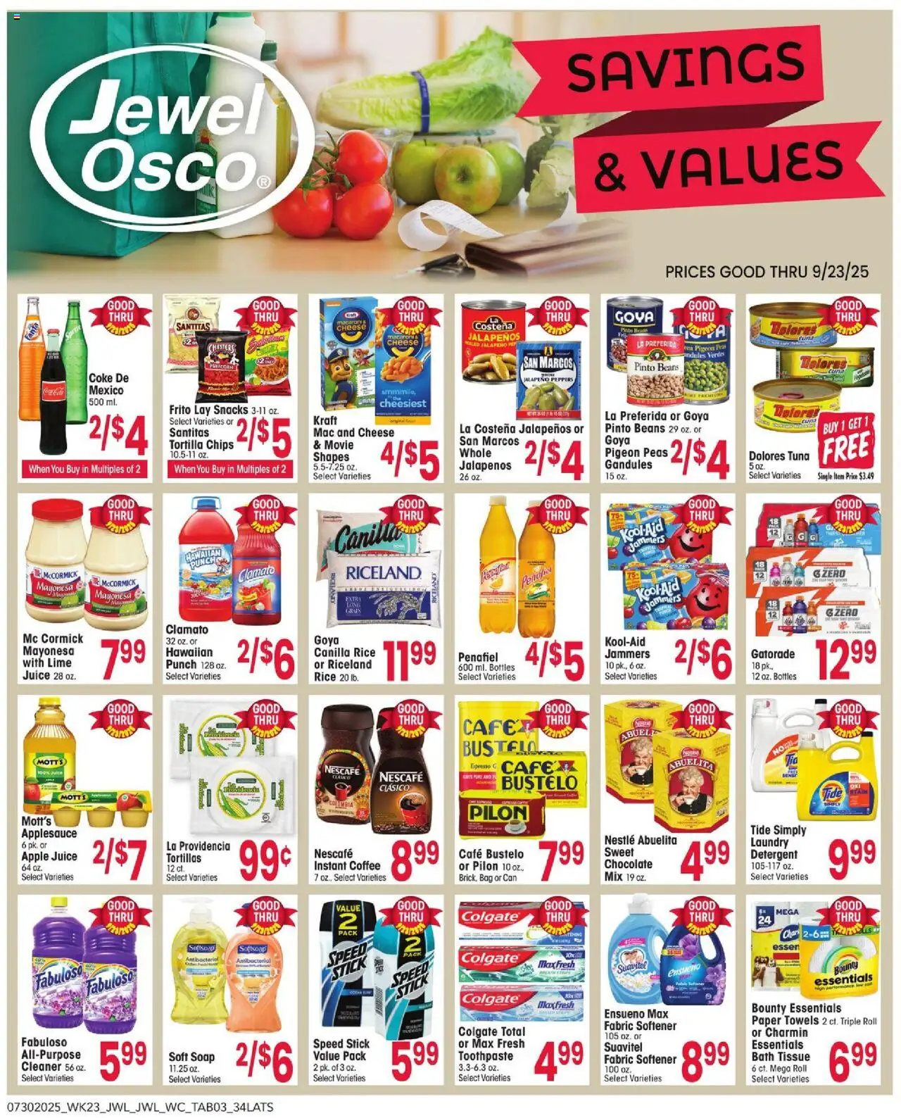 Jewel Osco Savings & Values - valid from 30.07.2025 | Page: 3 | Products: Cheese, Chocolate, Soap, Rice