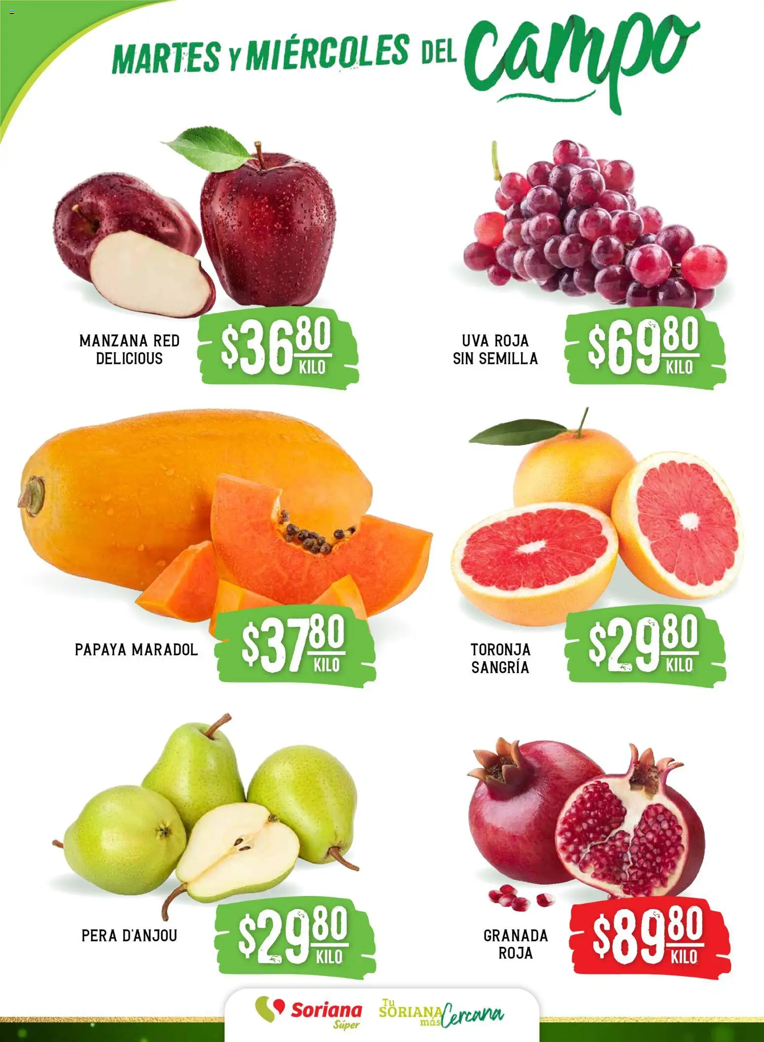 Nuevas ofertas de Soriana válidas en toda la República Mexicana desde el 02.12.2025. ¡Encuentra las mejores ofertas en Soriana - Martes y Miércoles del Campo Súper: Chih, Delicias, Dur y Coah (excepto Saltillo)! | Página: 2 | Productos: Pera, Manzana, Toronja, Uva