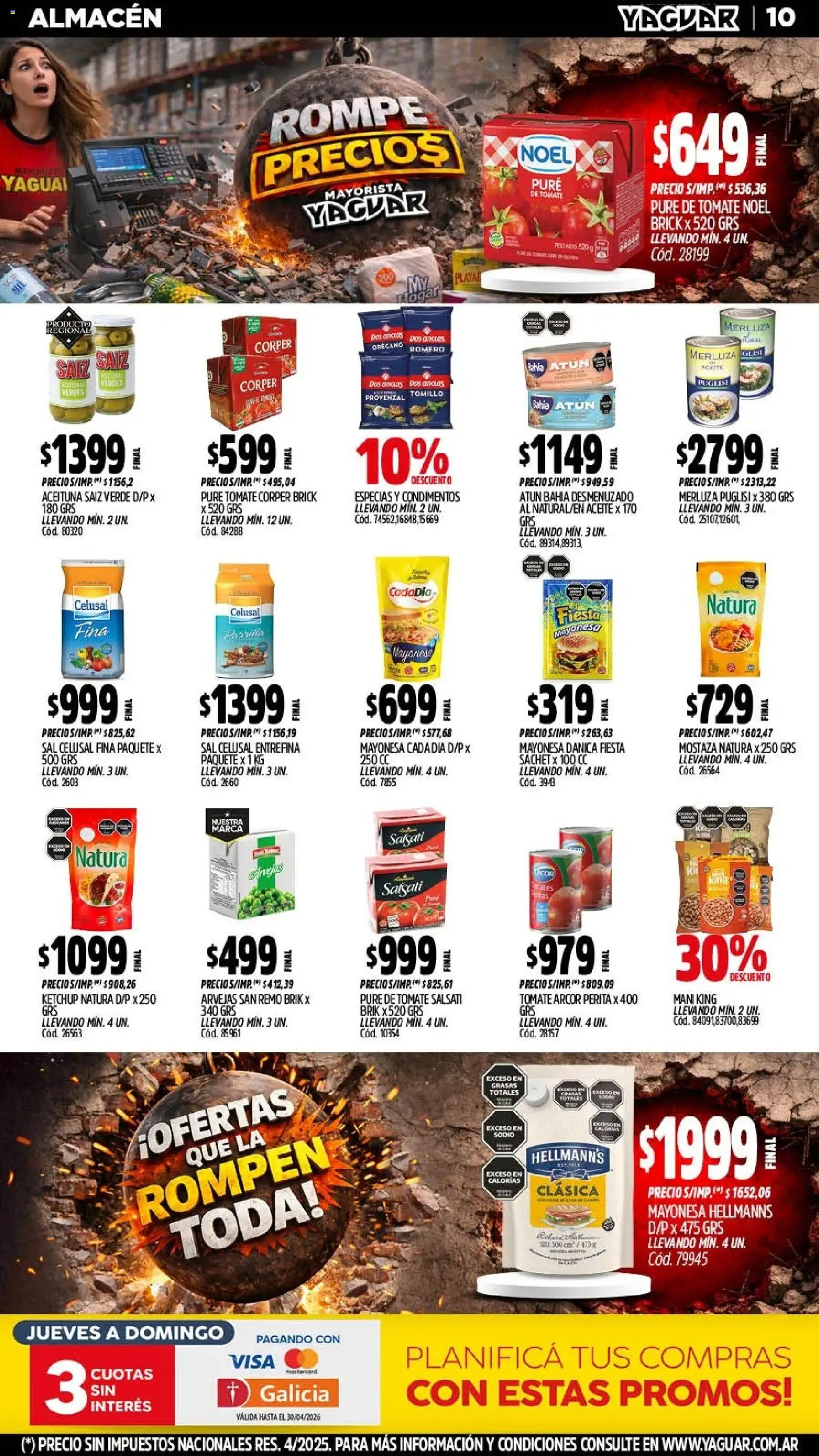 Yaguar - Oferta Semanal Salta │ válido desde el 20.04.2026 | Página: 11 | Productos: Ketchup, Arvejas, Sal, Pure de Tomate