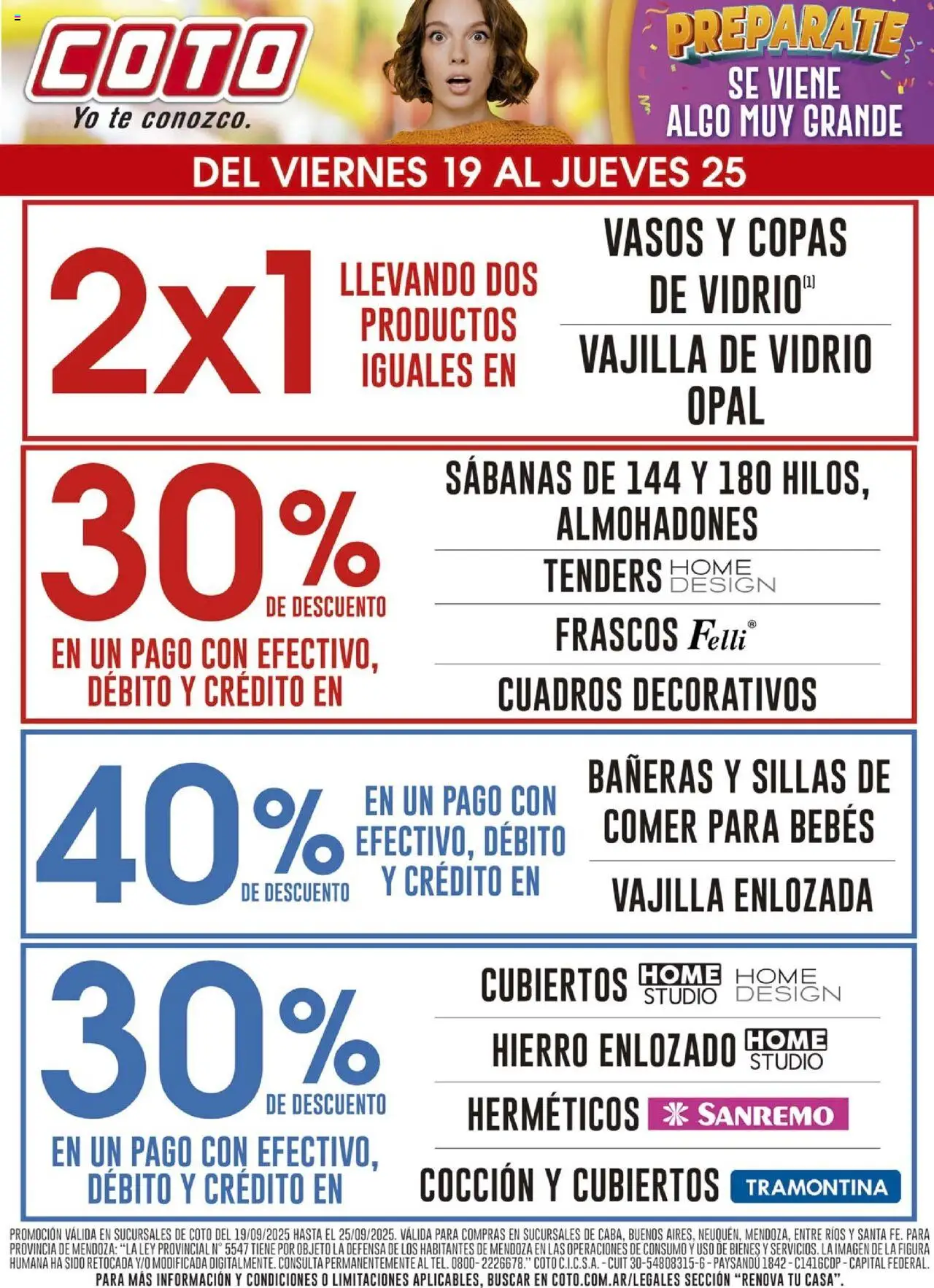 Coto - Renova │ válido desde el 19.09.2025 | Página: 1 | Productos: Sabanas, Té, Vasos