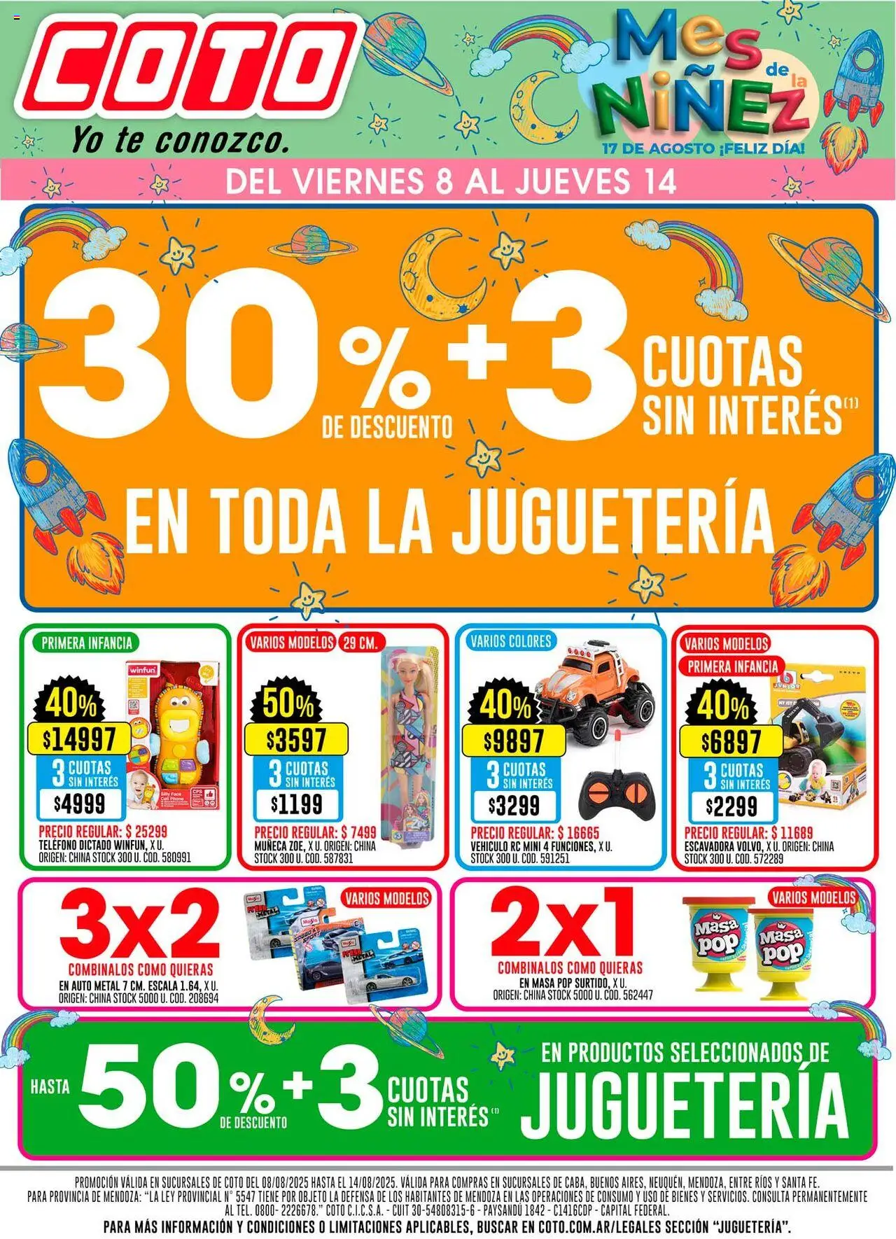 Coto Juguetería │ válido desde el 08.08.2025 | Página: 1 | Productos: Teléfono, Té