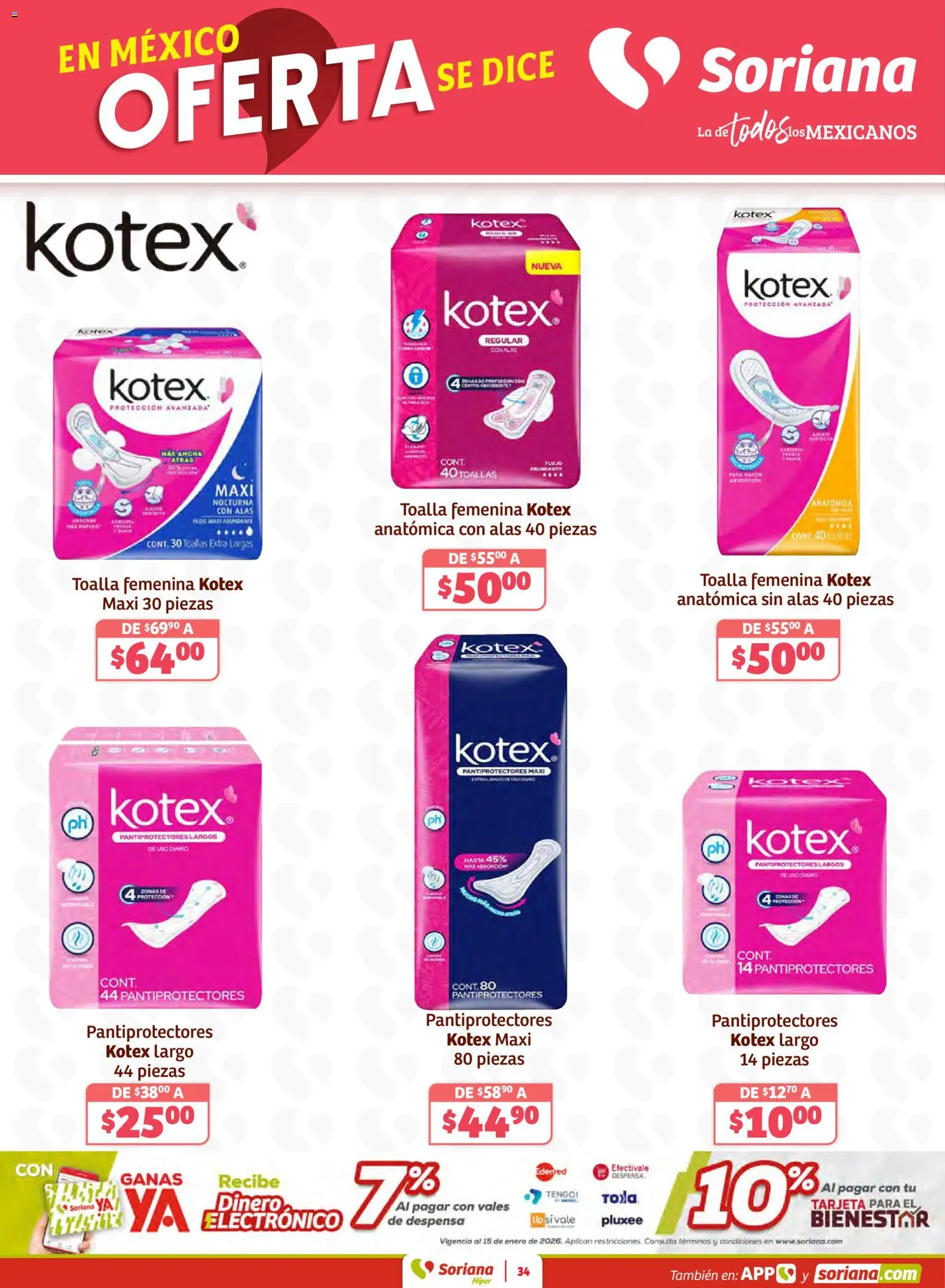 Nuevas ofertas de Soriana válidas en toda la República Mexicana desde el 26.02.2026. ¡Encuentra las mejores ofertas en Soriana - Preciazazaso Híper: Coah, Dur, NL, SLP, Tamps, Zac! | Página: 34 | Productos: Toalla, Despensa, Toallas