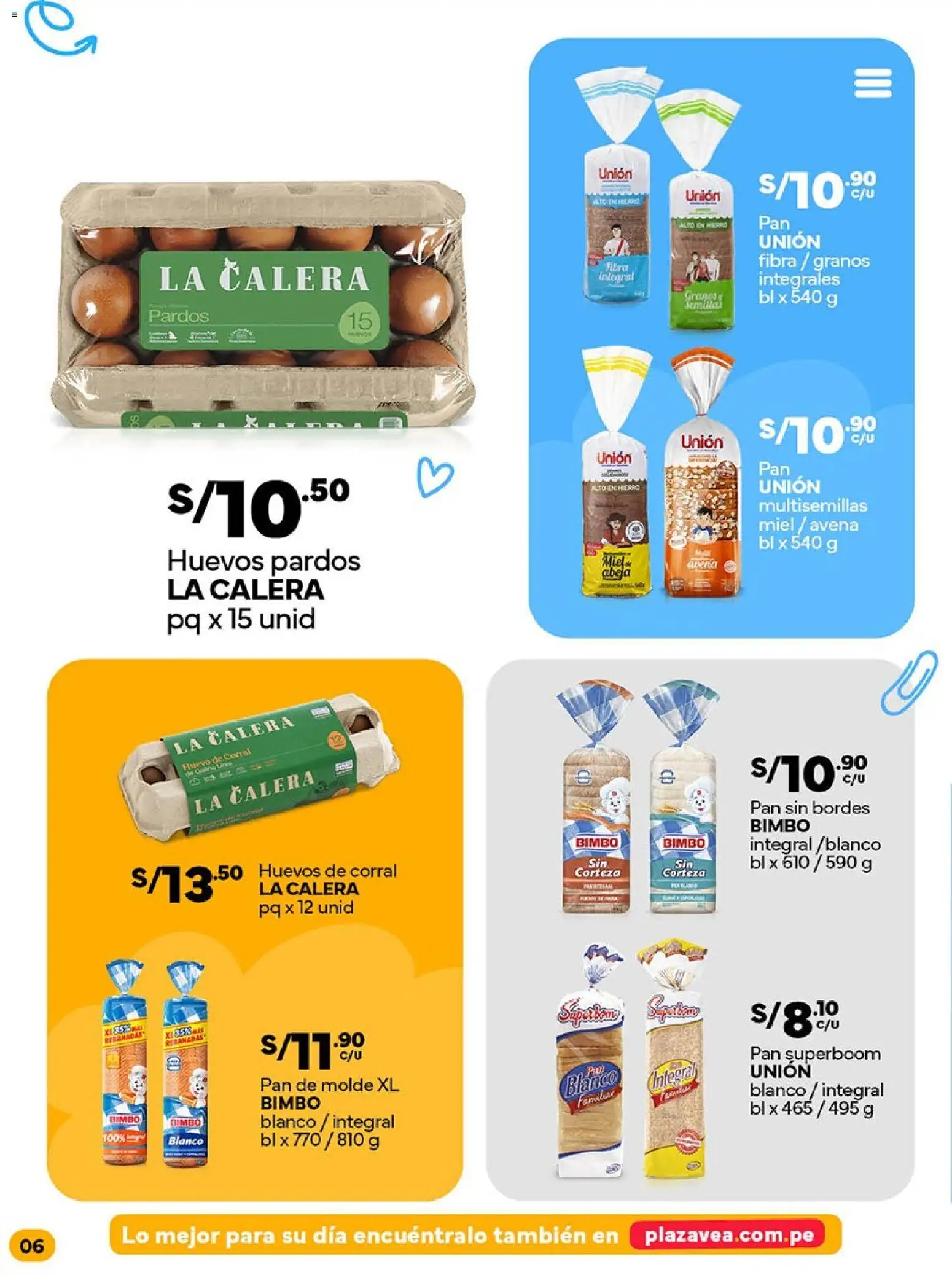 Catálogo Plaza Vea válido desde 16.02.2026 | Página: 6 | Productos: Huevos, Pan, Avena