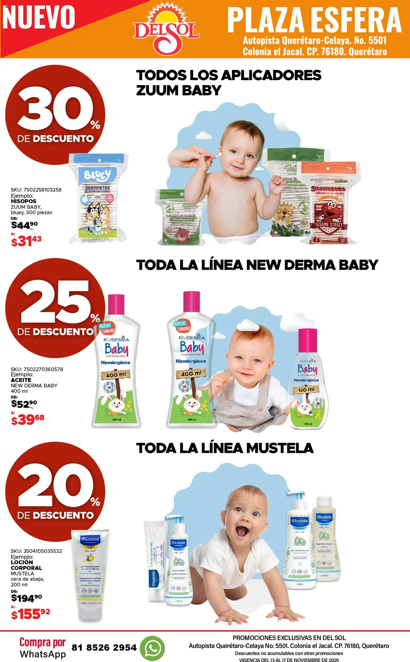 Nuevas ofertas de Del Sol y Woolworth válidas en toda la República Mexicana desde el 13.11.2025. ¡Encuentra las mejores ofertas en Del Sol y Woolworth catálogo Apertura Querétaro Esfera 1201! | Página: 54 | Productos: Aceite, Cera, Algodón, Té