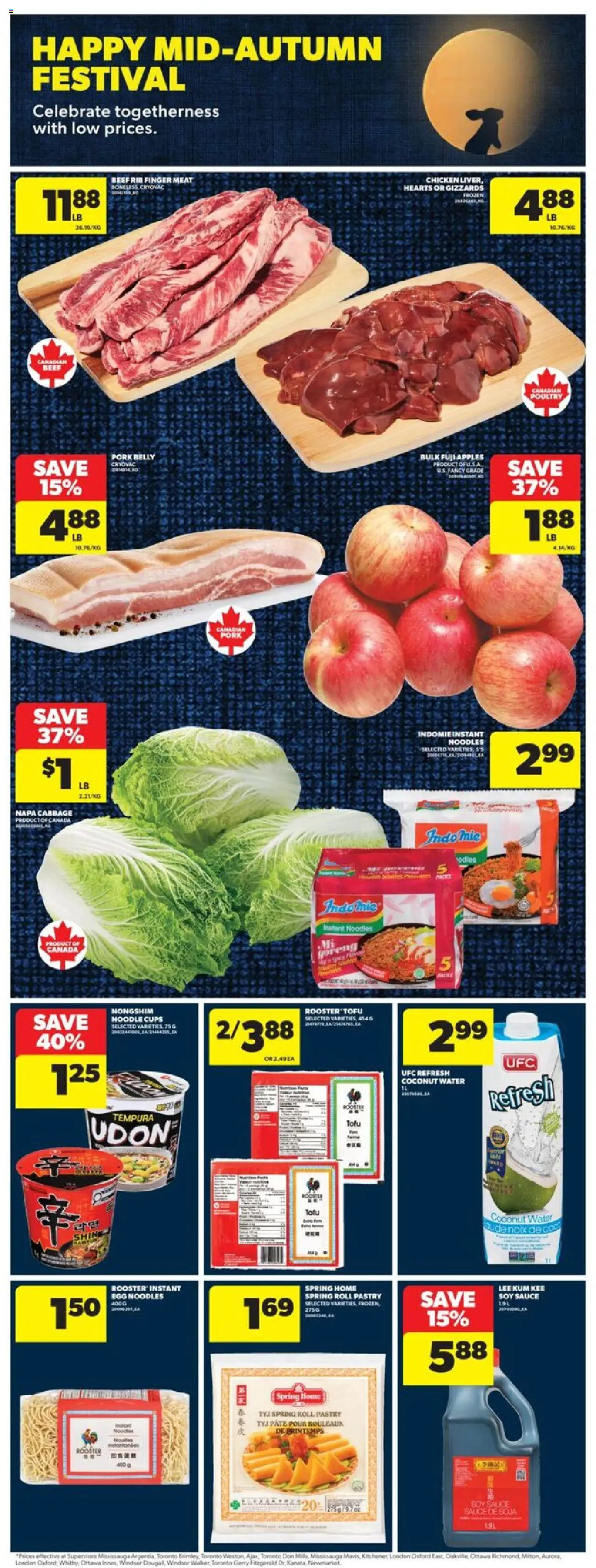 Real Canadian Superstore flyer valid from 11.09.2025 | Page: 25 | Products: Noodles, Chicken, Pork, Apples