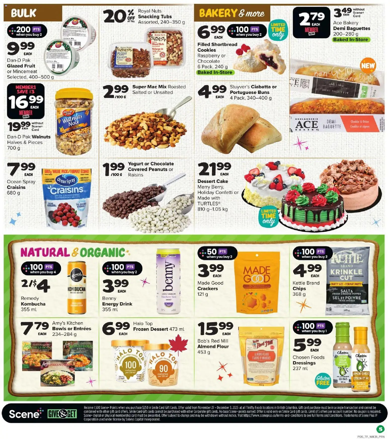 Thrifty Foods flyer valid from 27.11.2025 | Page: 6 | Products: Chips, Nuts, Bakery, Yogurt