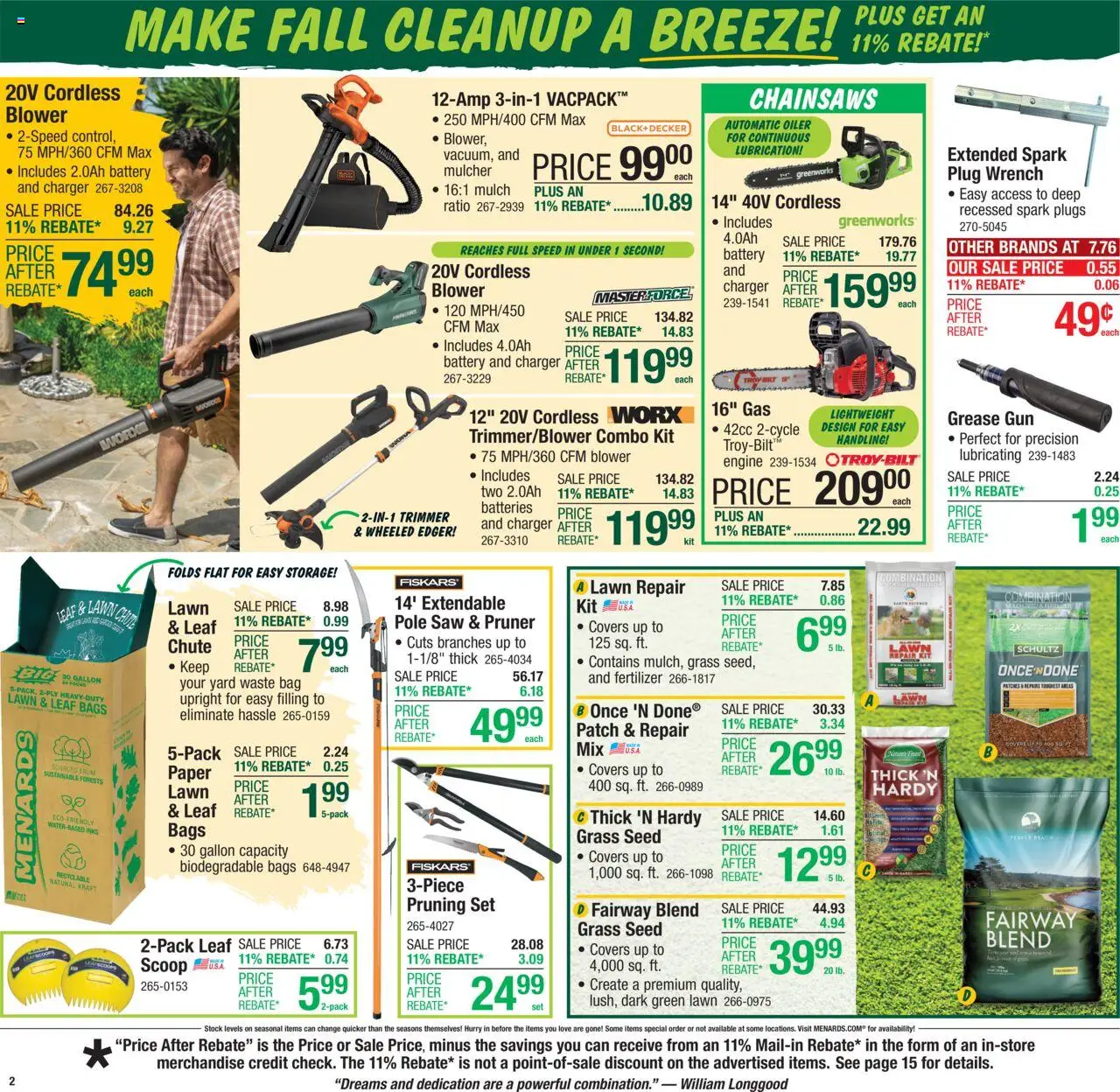 Menards - Weekly Ad - valid from 10.09.2025 | Page: 5 | Products: Pruner, Edger, Wrench, Battery