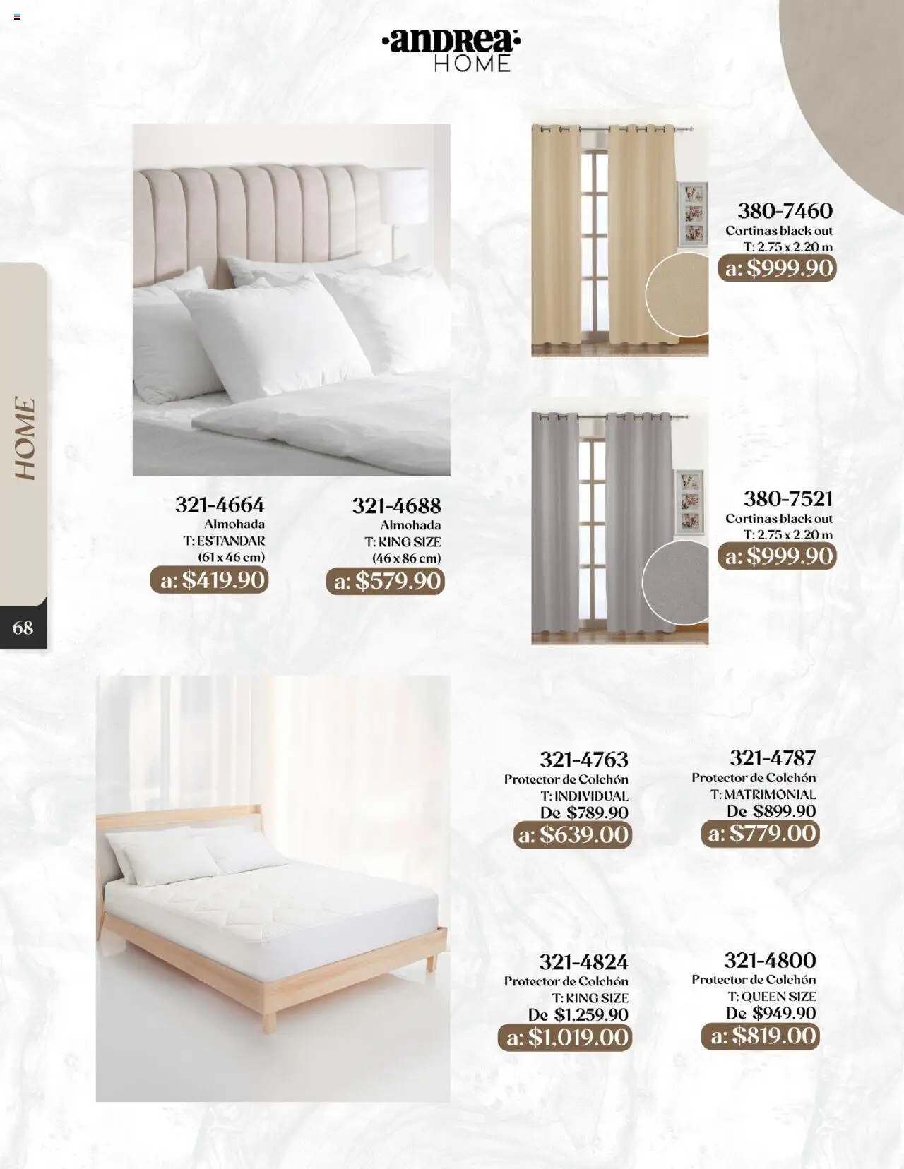 Nuevas ofertas de Andrea válidas en toda la República Mexicana desde el 24.08.2025. ¡Encuentra las mejores ofertas en Andrea - Catálogo Esenciales de Otoño! | Página: 68 | Productos: Colchón, Almohada, Cortinas