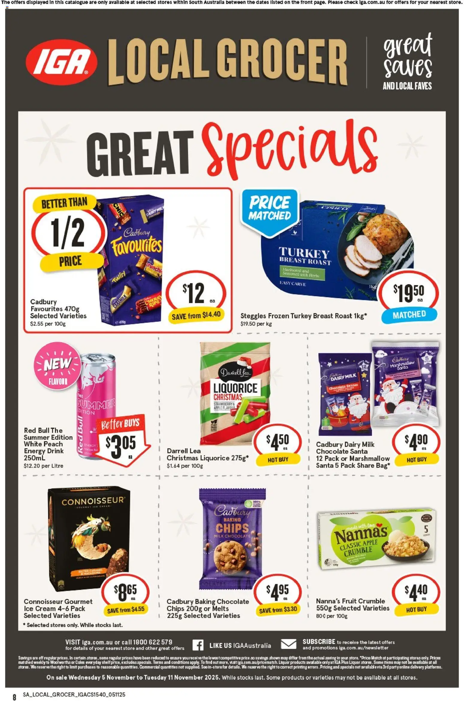 IGA catalogue - valid from 05.11.2025 | Page: 8 | Products: Chips, Cream, Ice cream, Turkey