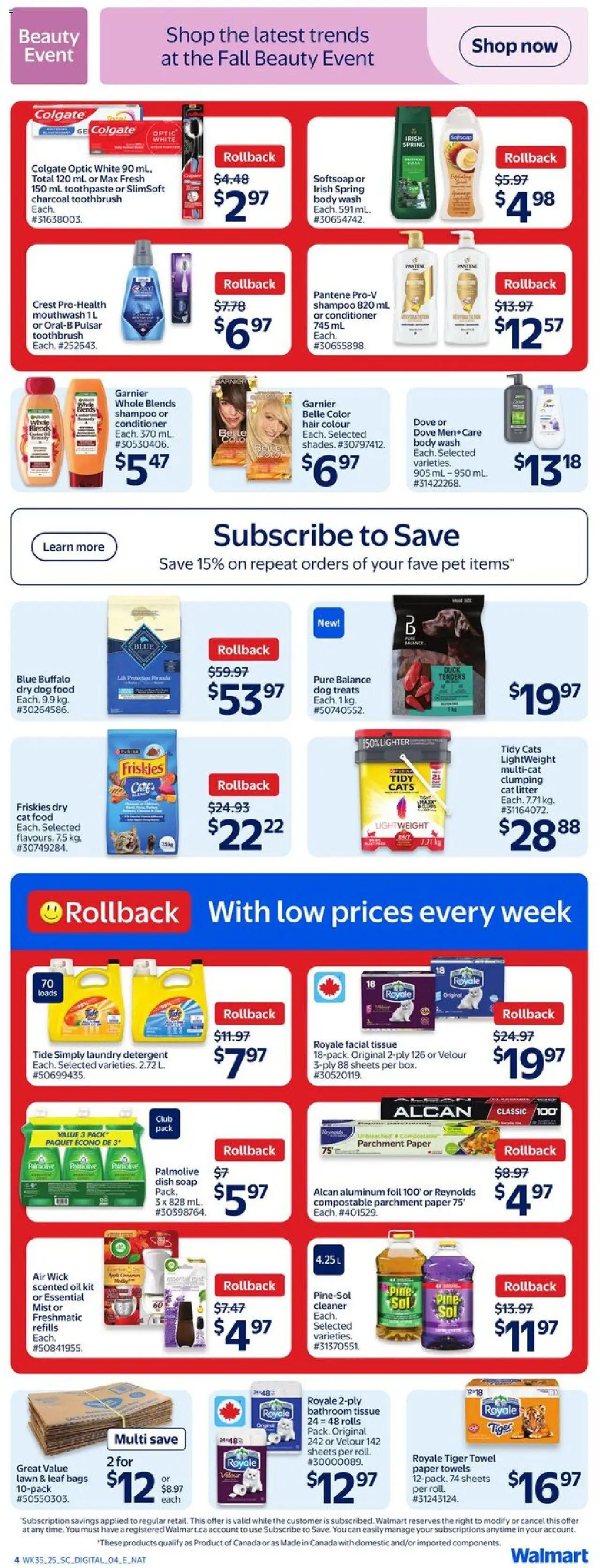 Walmart flyer valid from 25.09.2025 | Page: 8 | Products: Shampoo, Body wash, Mouthwash, Oil