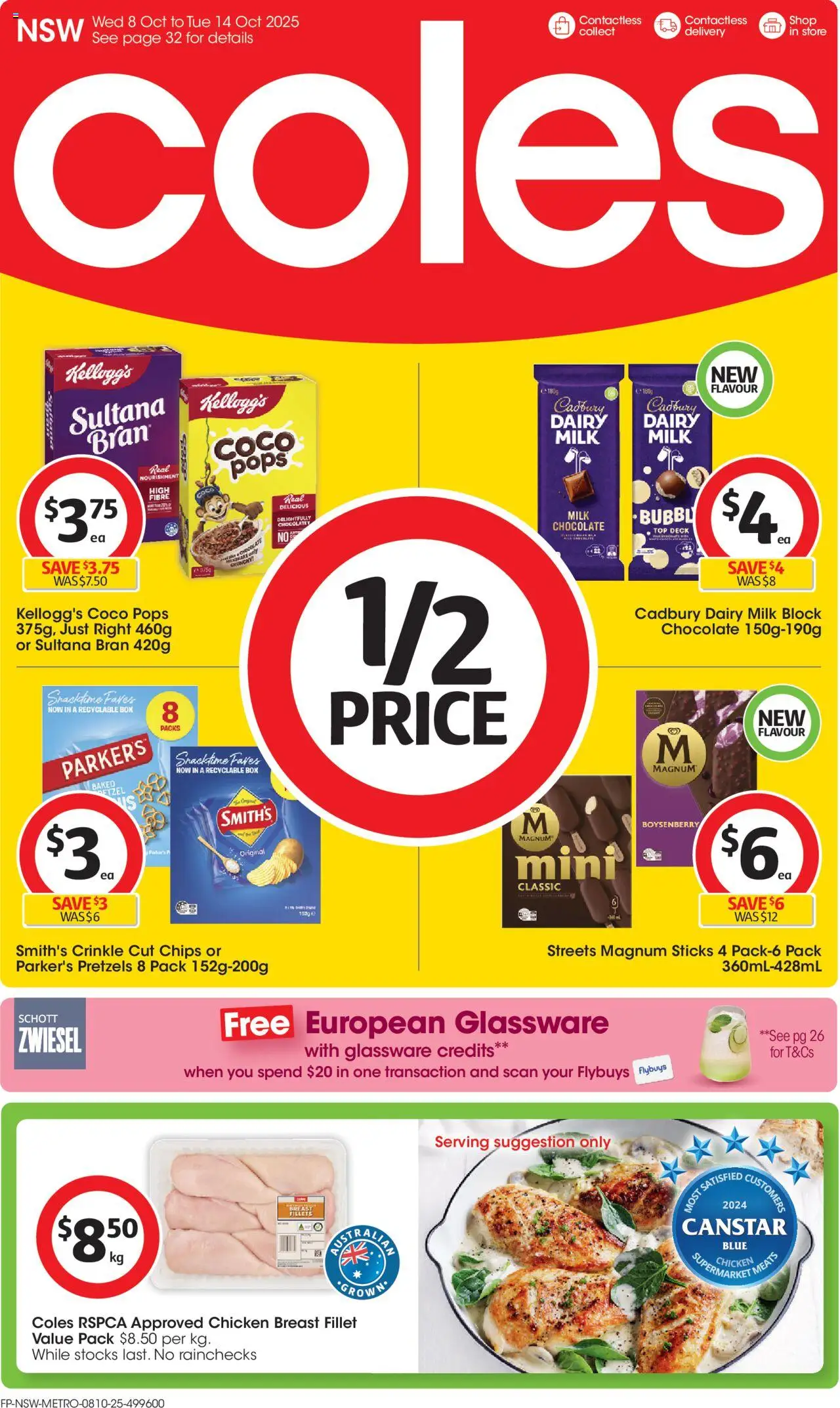 Coles catalogue - valid from 08.10.2025 | Page: 1 | Products: Box, Chocolate, Glassware, Chips