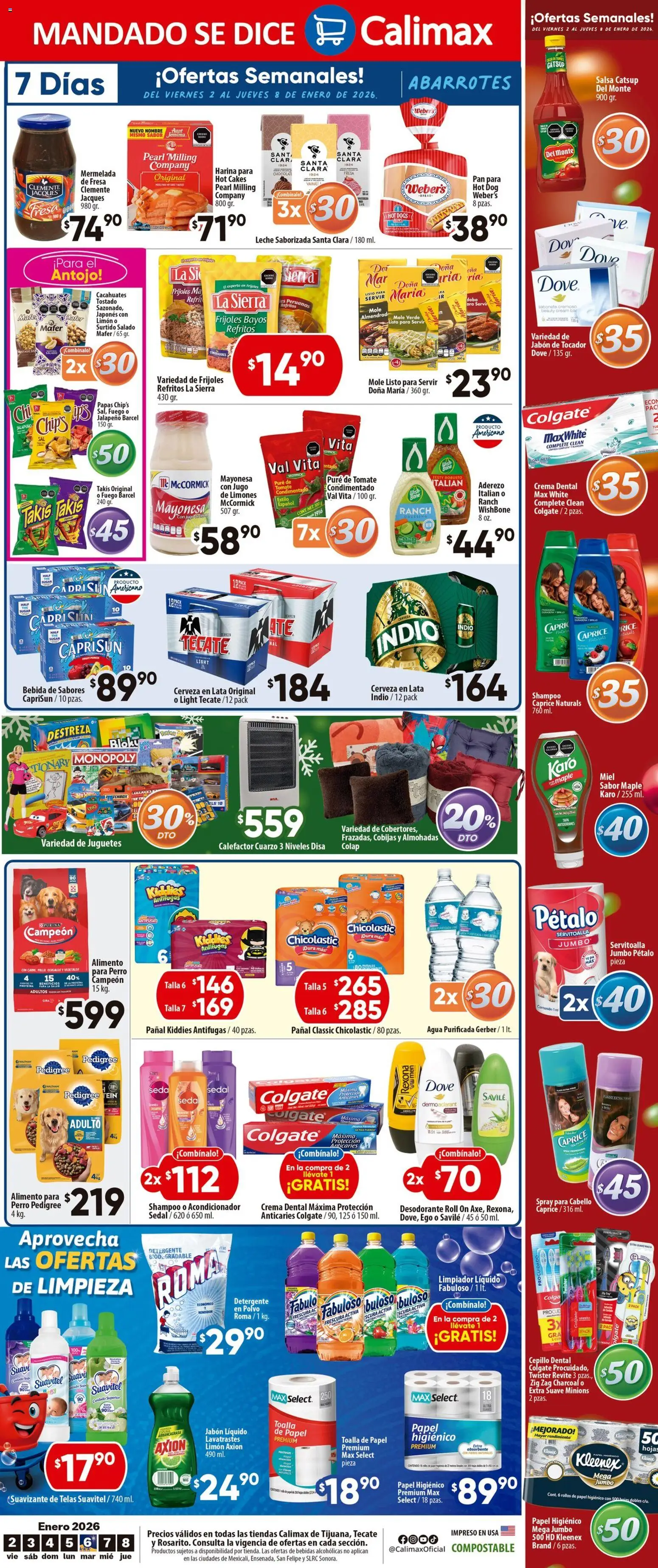 Nuevas ofertas de Calimax válidas en toda la República Mexicana desde el 02.01.2026. ¡Encuentra las mejores ofertas en Calimax folleto Tecate! | Página: 4 | Productos: Aderezo, Pan, Jugo, Polvo
